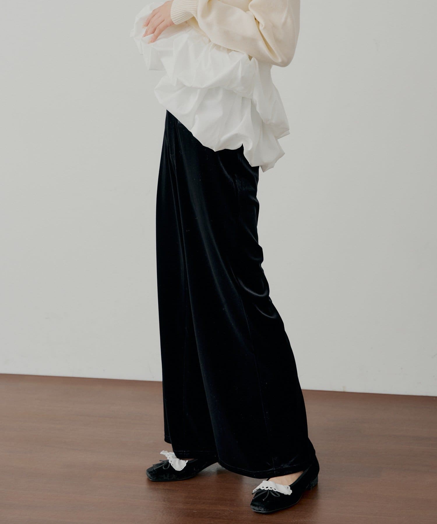 Chico(チコ) 【SALON by Chico】金釦ベロアスラックスパンツ