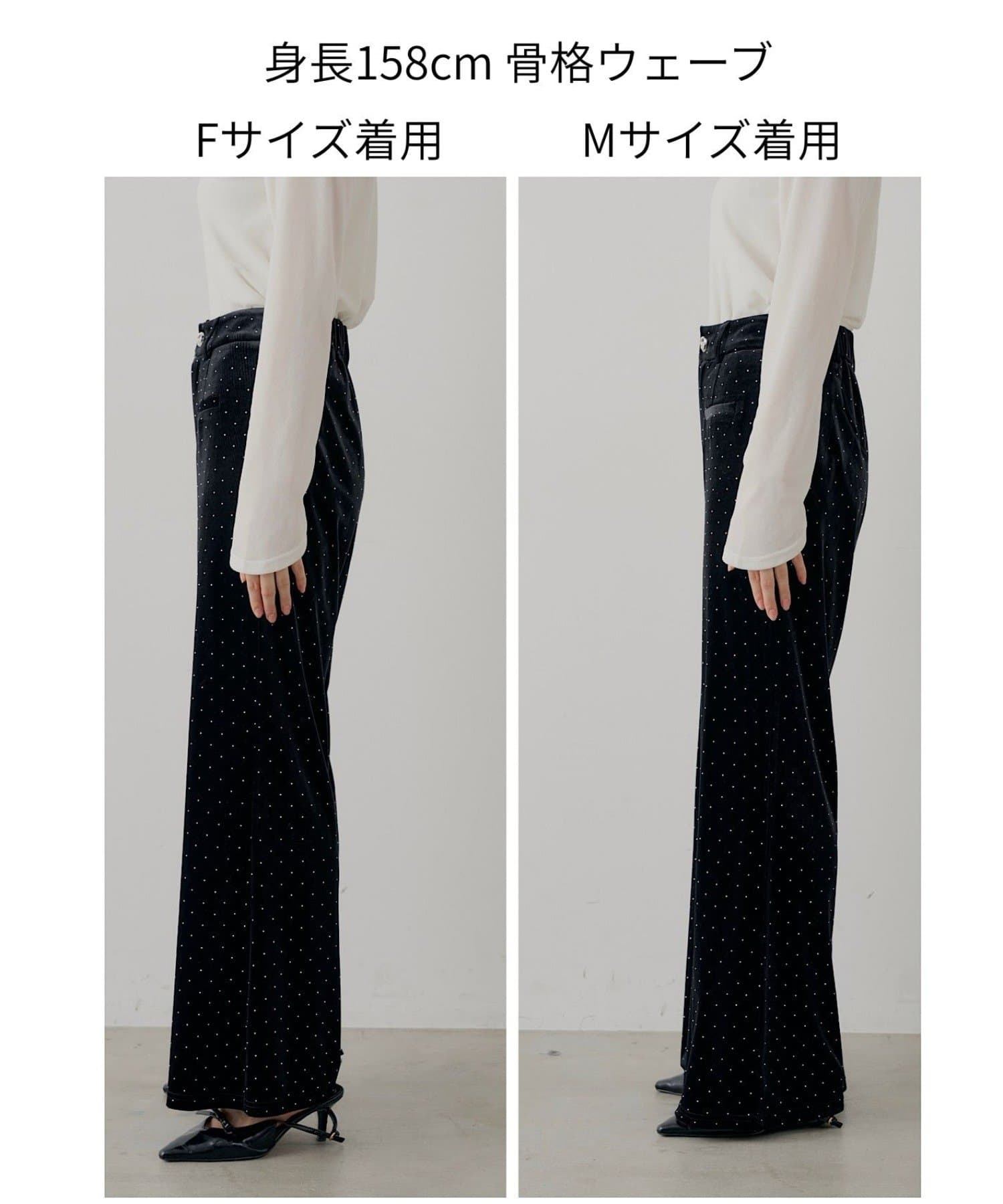 Chico(チコ) 【SALON by Chico/セットアップ対応】金釦ベロアスラックスパンツ