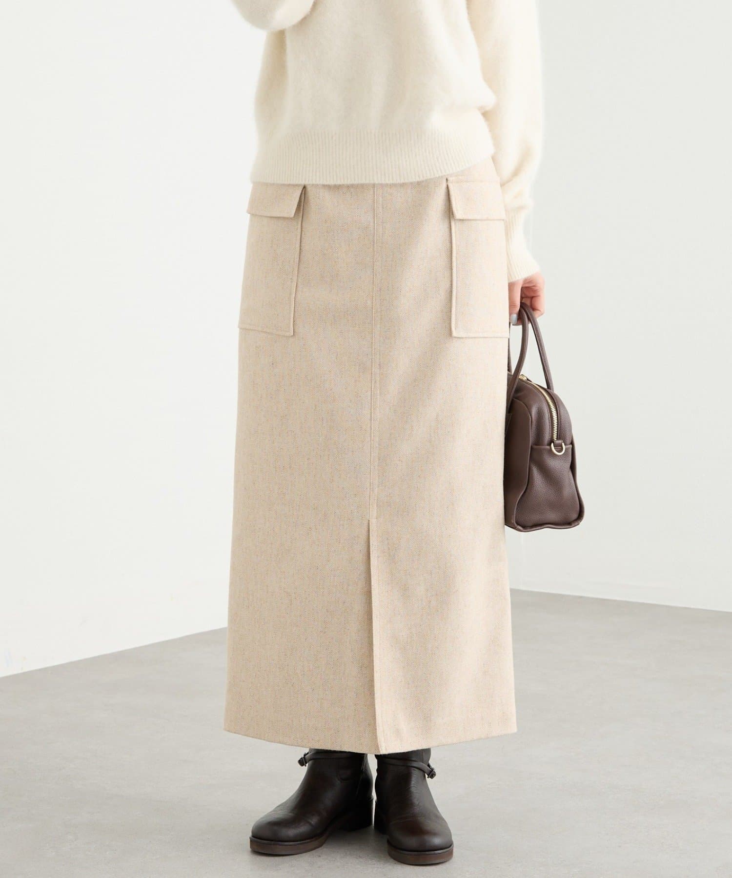 RIVE DROITE(リヴドロワ) 【上品な装いに】エコツイードポケットスカート