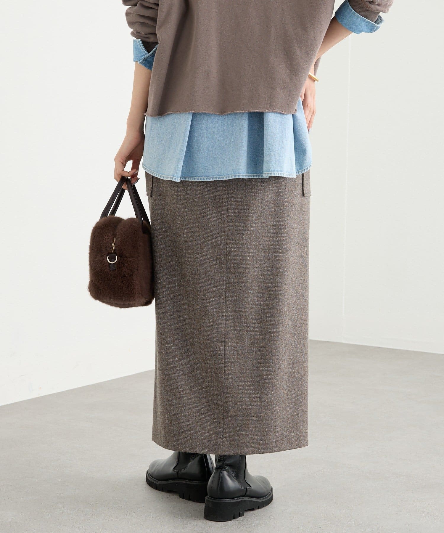 RIVE DROITE(リヴドロワ) 【上品な装いに】エコツイードポケットスカート