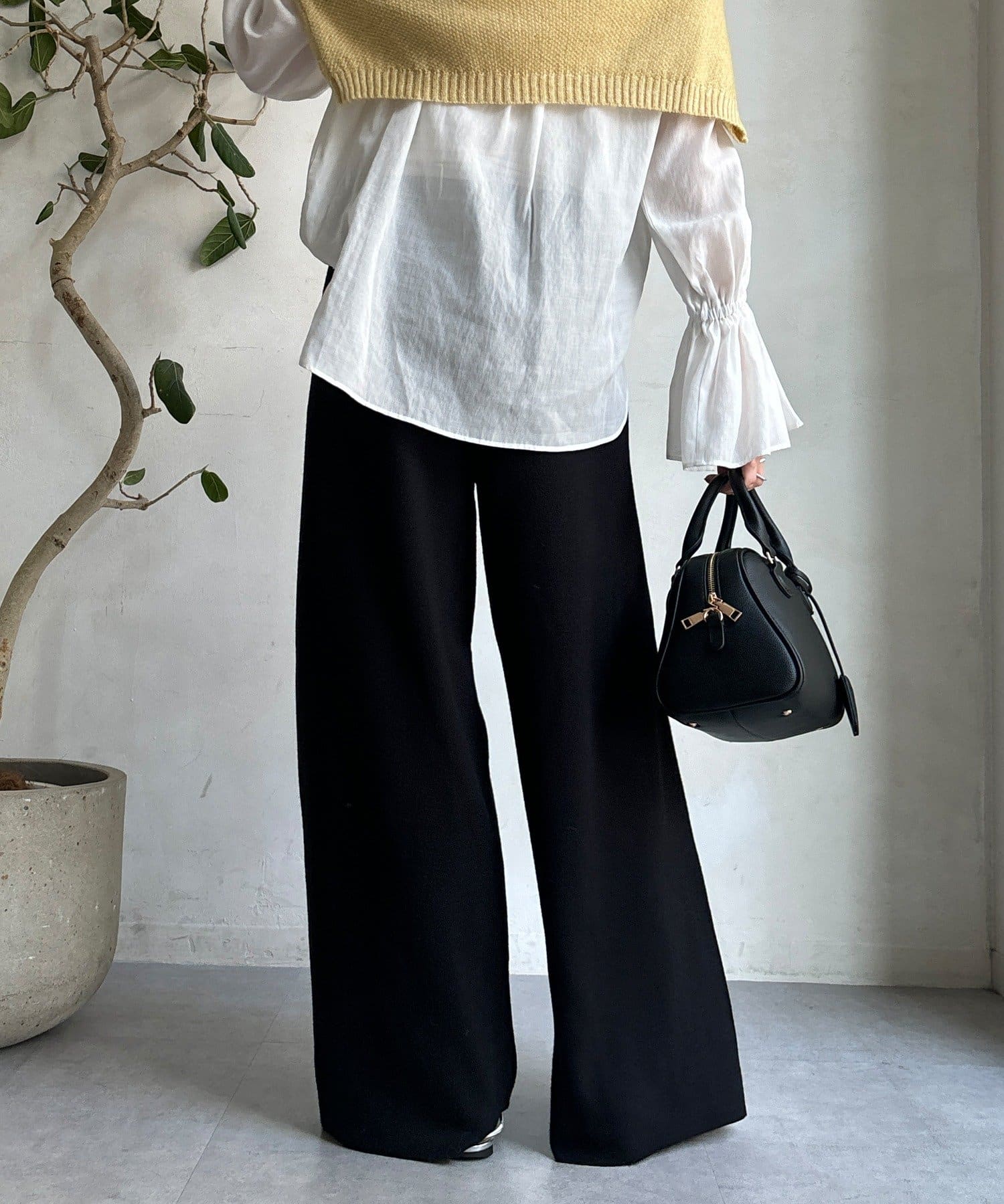 DOUDOU(ドゥドゥ) ダブルウエストニットパンツ