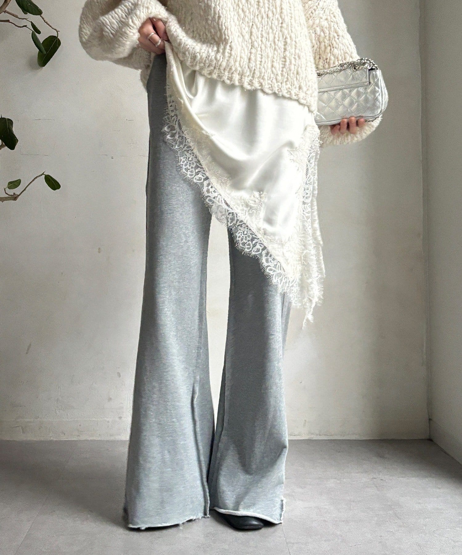 DOUDOU(ドゥドゥ) 【WEB限定】セミフレア裏毛パンツ