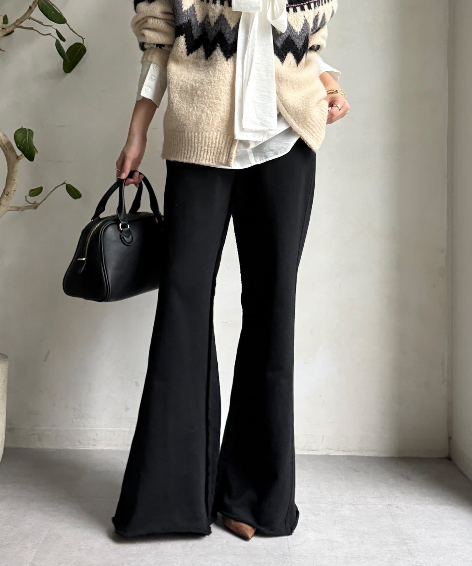 DOUDOU(ドゥドゥ) 【WEB限定】セミフレア裏毛パンツ