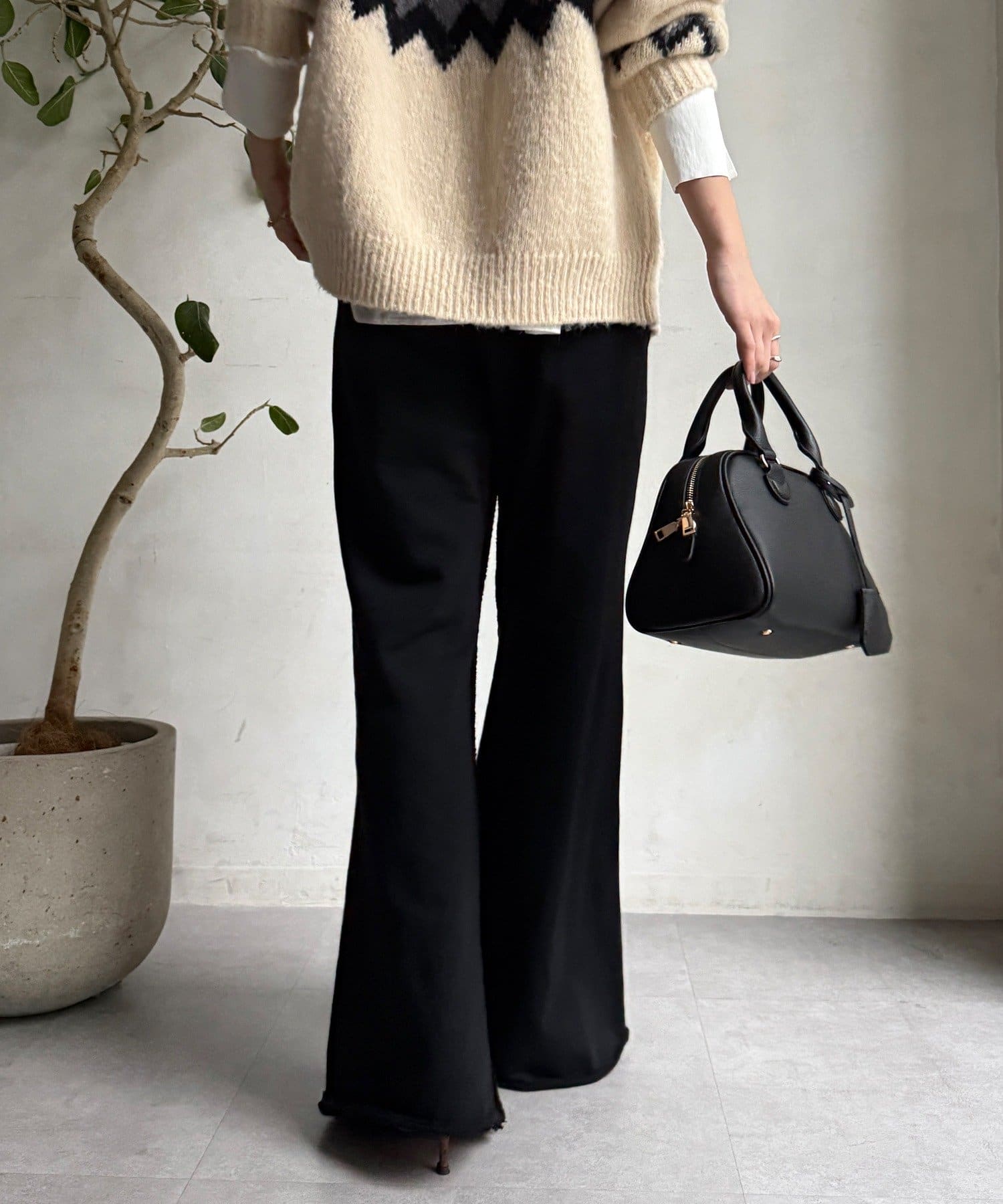 DOUDOU(ドゥドゥ) 【WEB限定】セミフレア裏毛パンツ