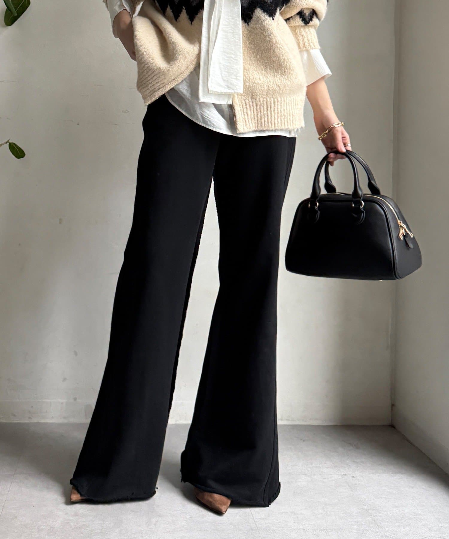 DOUDOU(ドゥドゥ) 【WEB限定】セミフレア裏毛パンツ