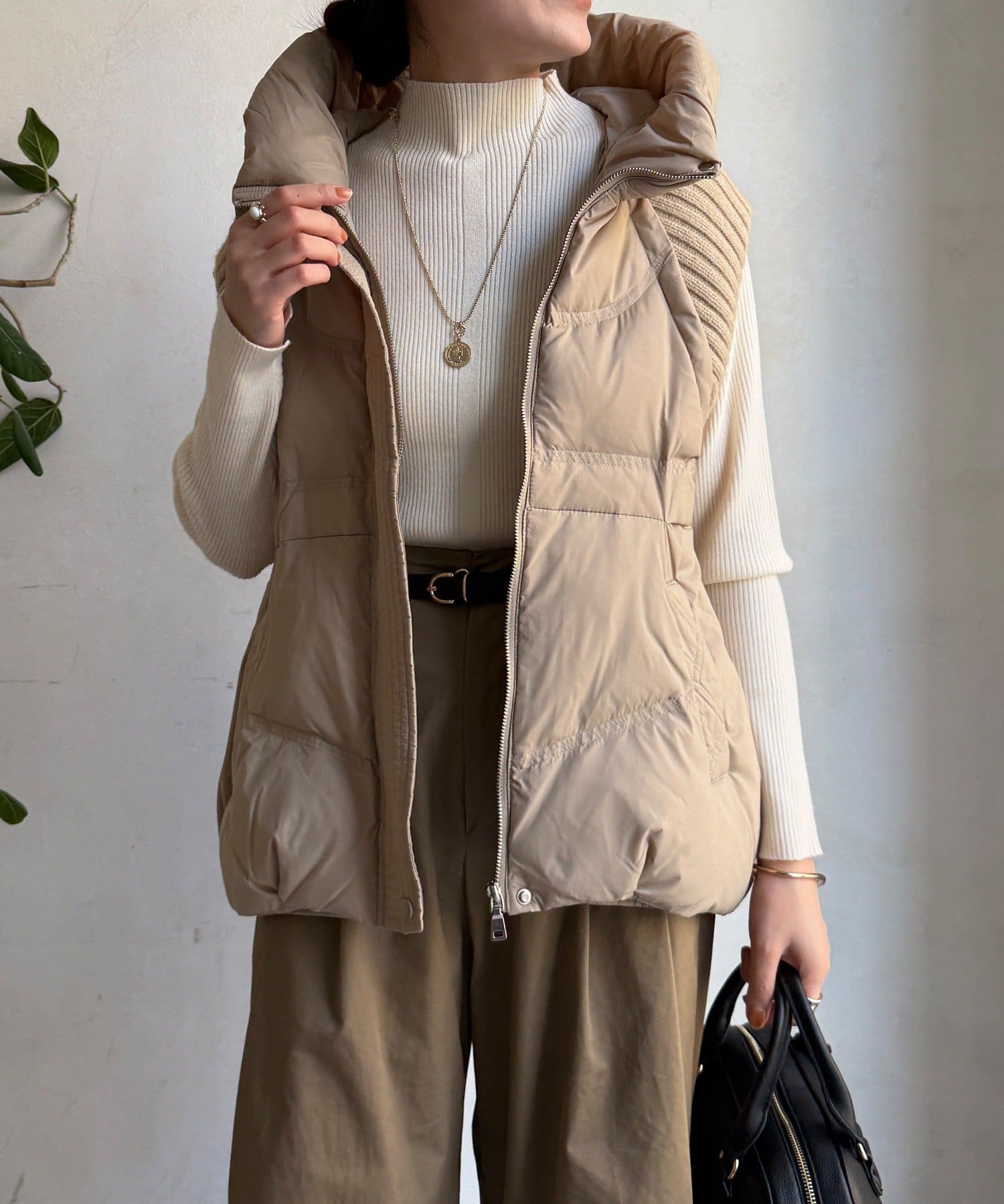 DOUDOU(ドゥドゥ) 【WEB限定】ニット切替ダウンベスト