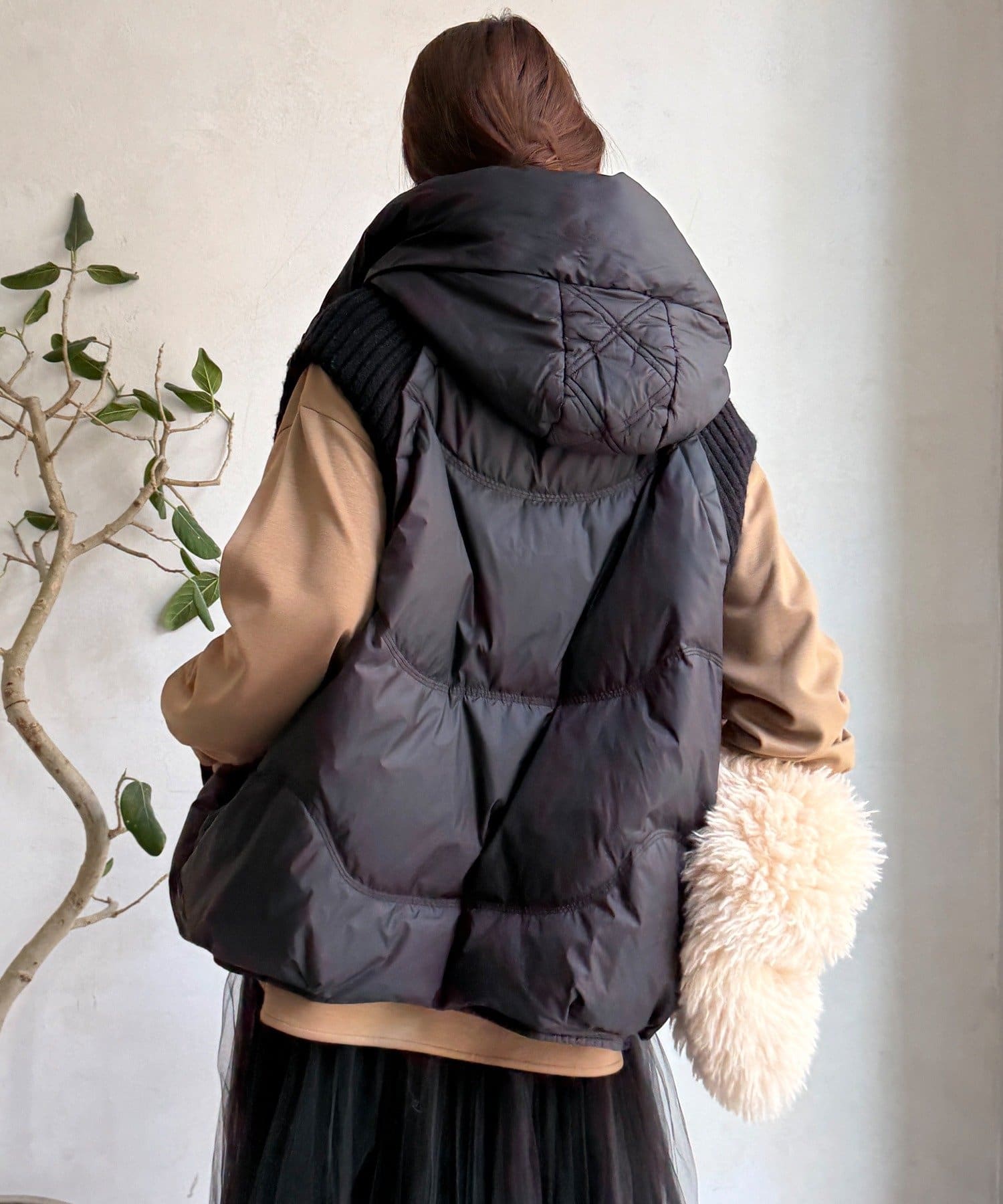 DOUDOU(ドゥドゥ) 【WEB限定】ニット切替ダウンベスト