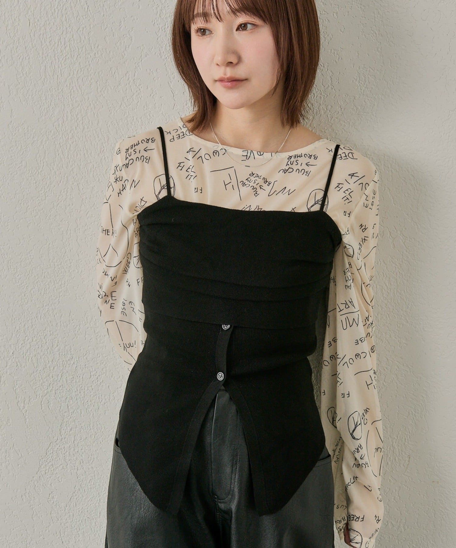 mline(エムライン) [mline]スリットニットキャミ