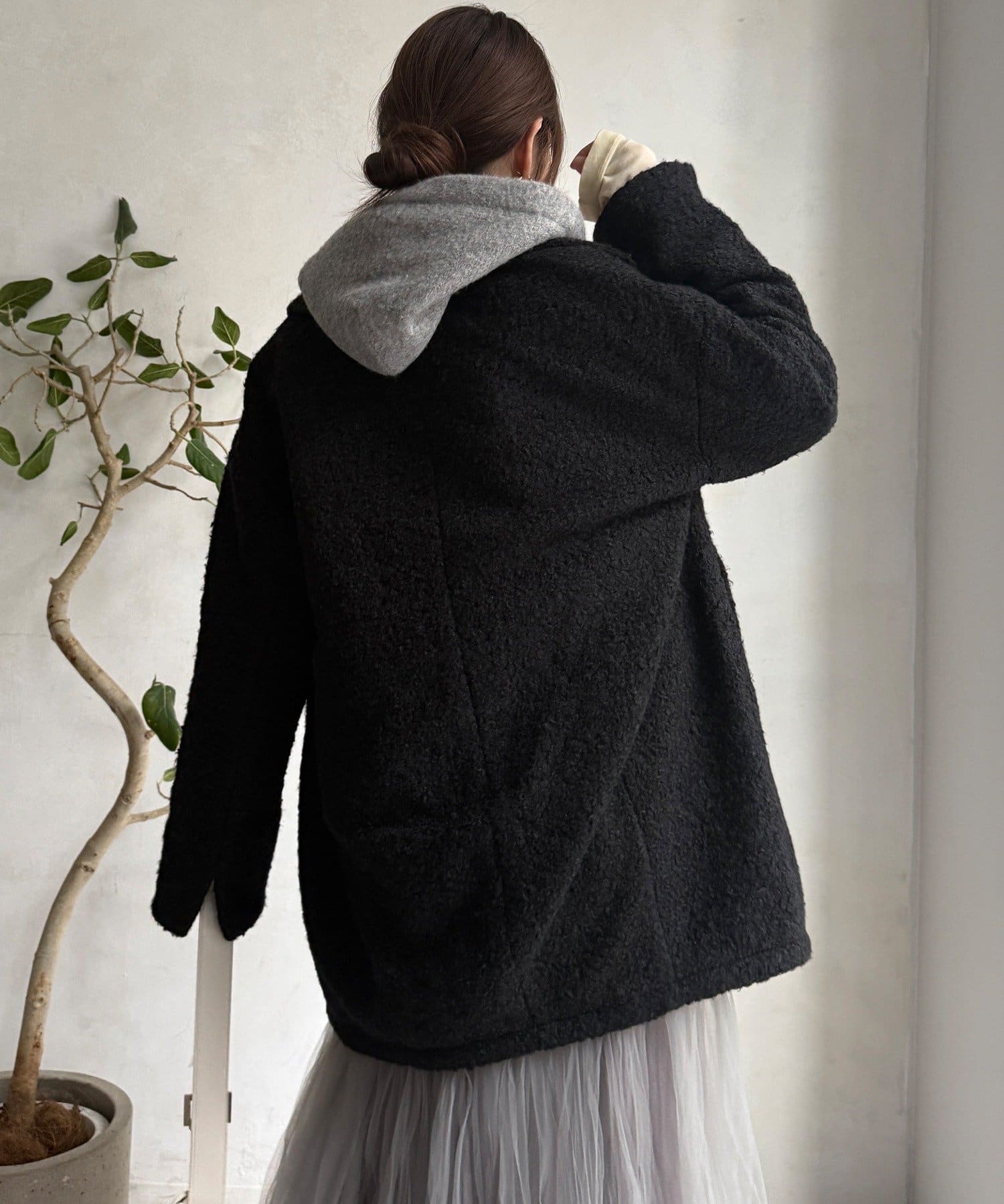 DOUDOU(ドゥドゥ) 【WEB限定】ボアダウンダブルテーラードコート