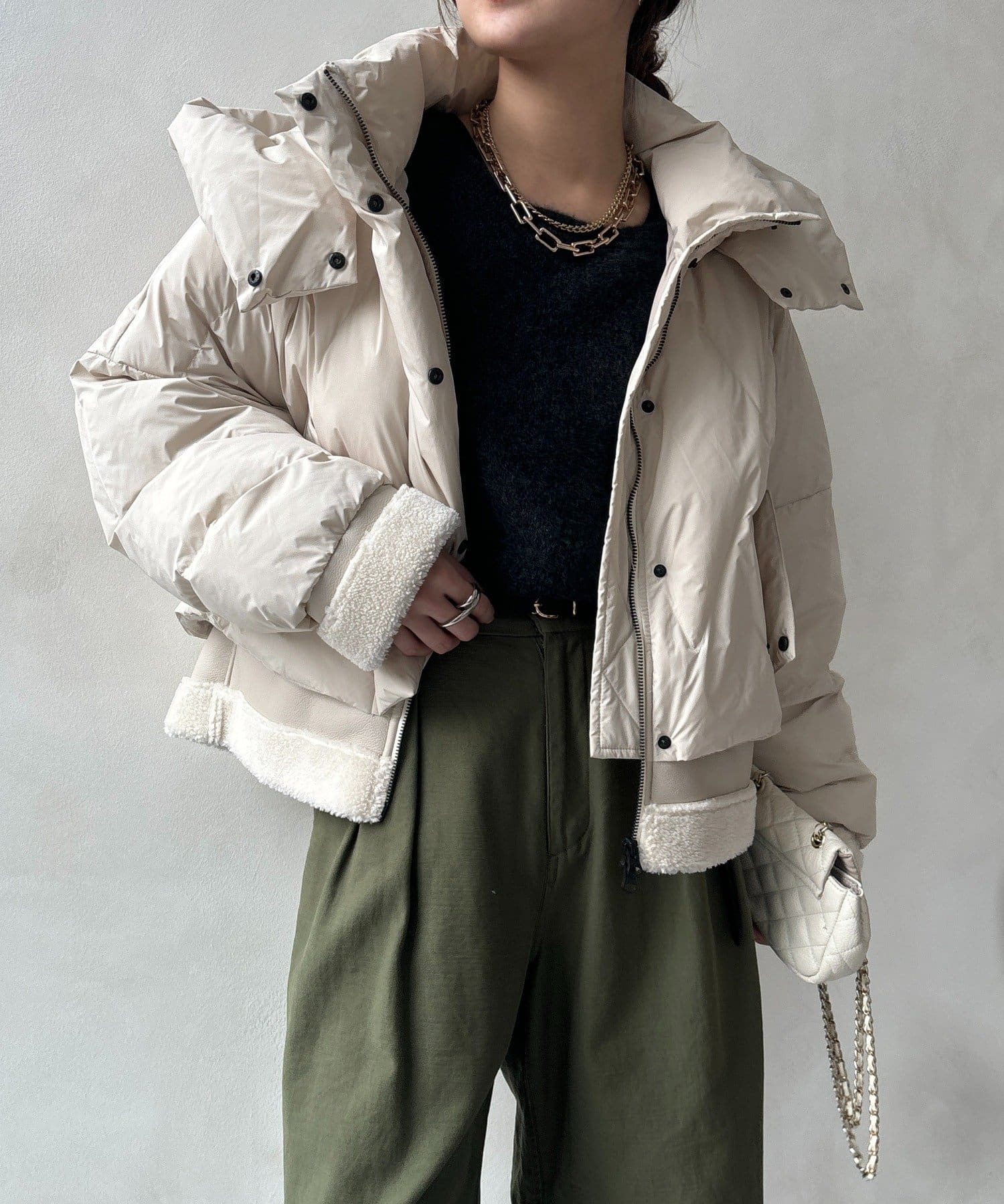 DOUDOU(ドゥドゥ) 【WEB限定】フェイクムートン切替ダウン