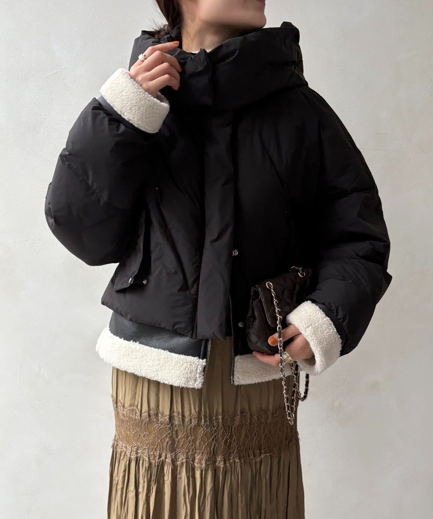 DOUDOU(ドゥドゥ) 【WEB限定】フェイクムートン切替ダウン