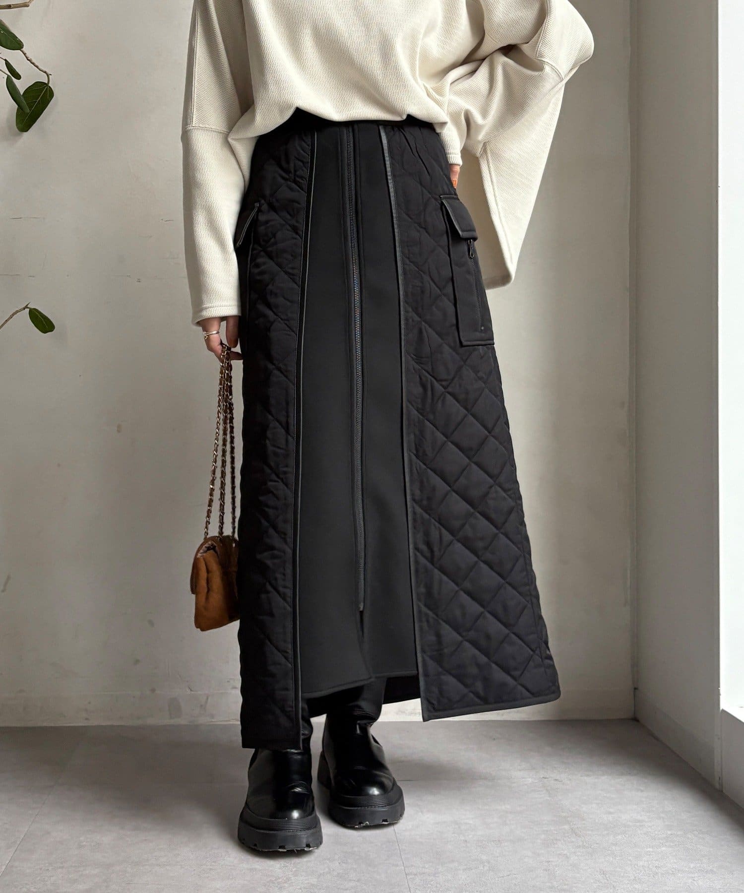 DOUDOU(ドゥドゥ) 【WEB限定】キルト切替スカート