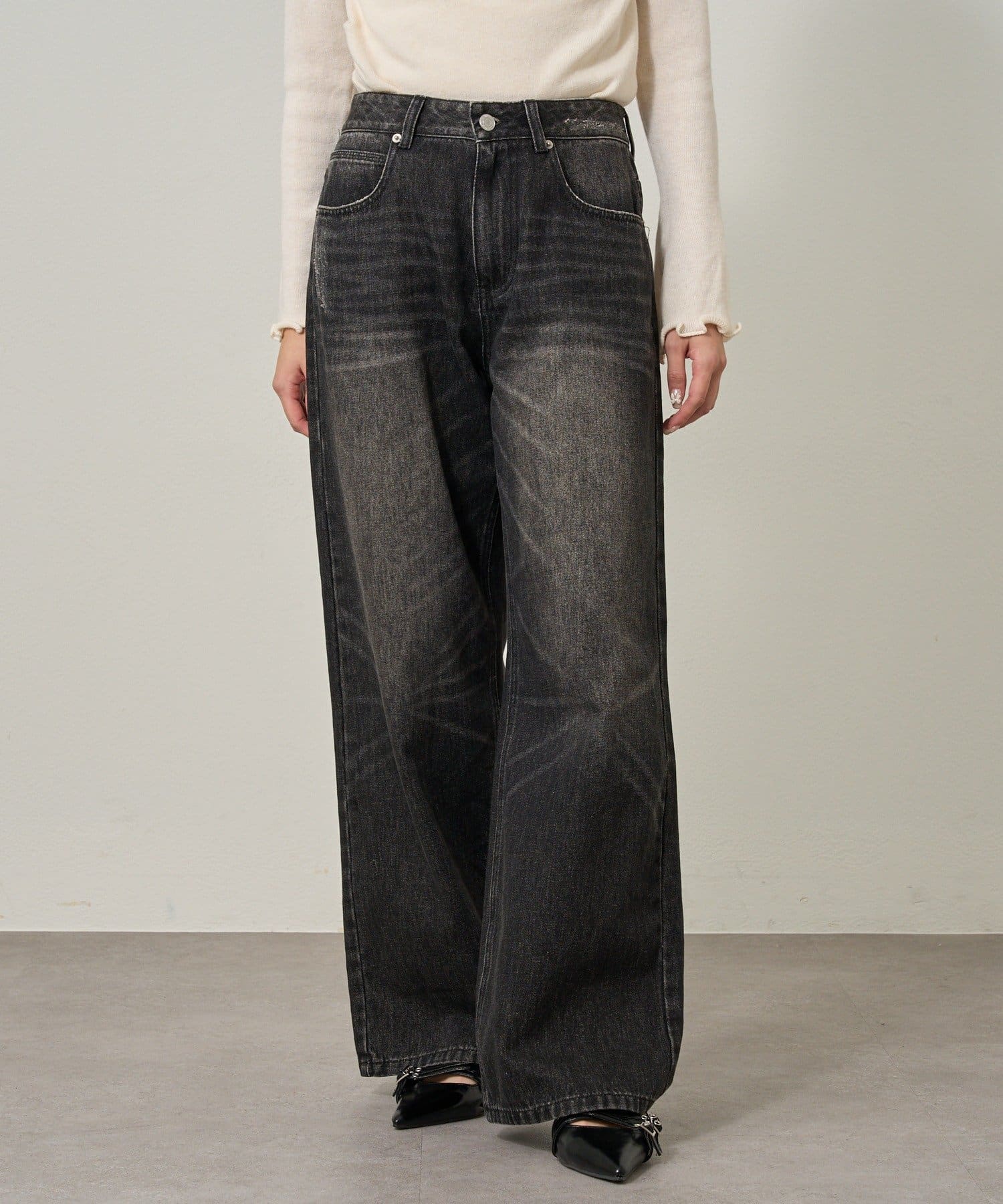 mline(エムライン) [mline]クラッシュワイドデニム