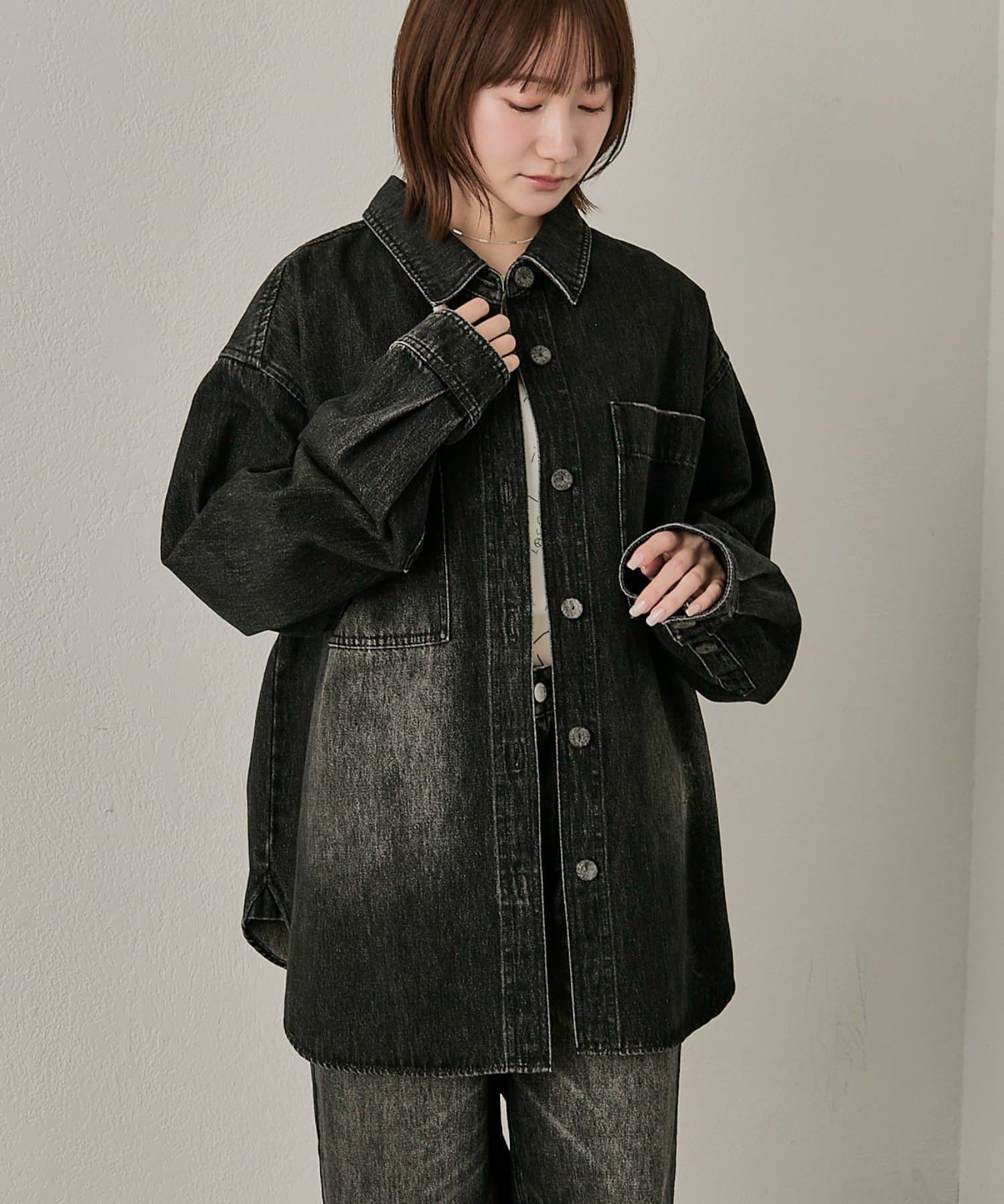 mline(エムライン) [mline]BIGポケット デニムシャツ