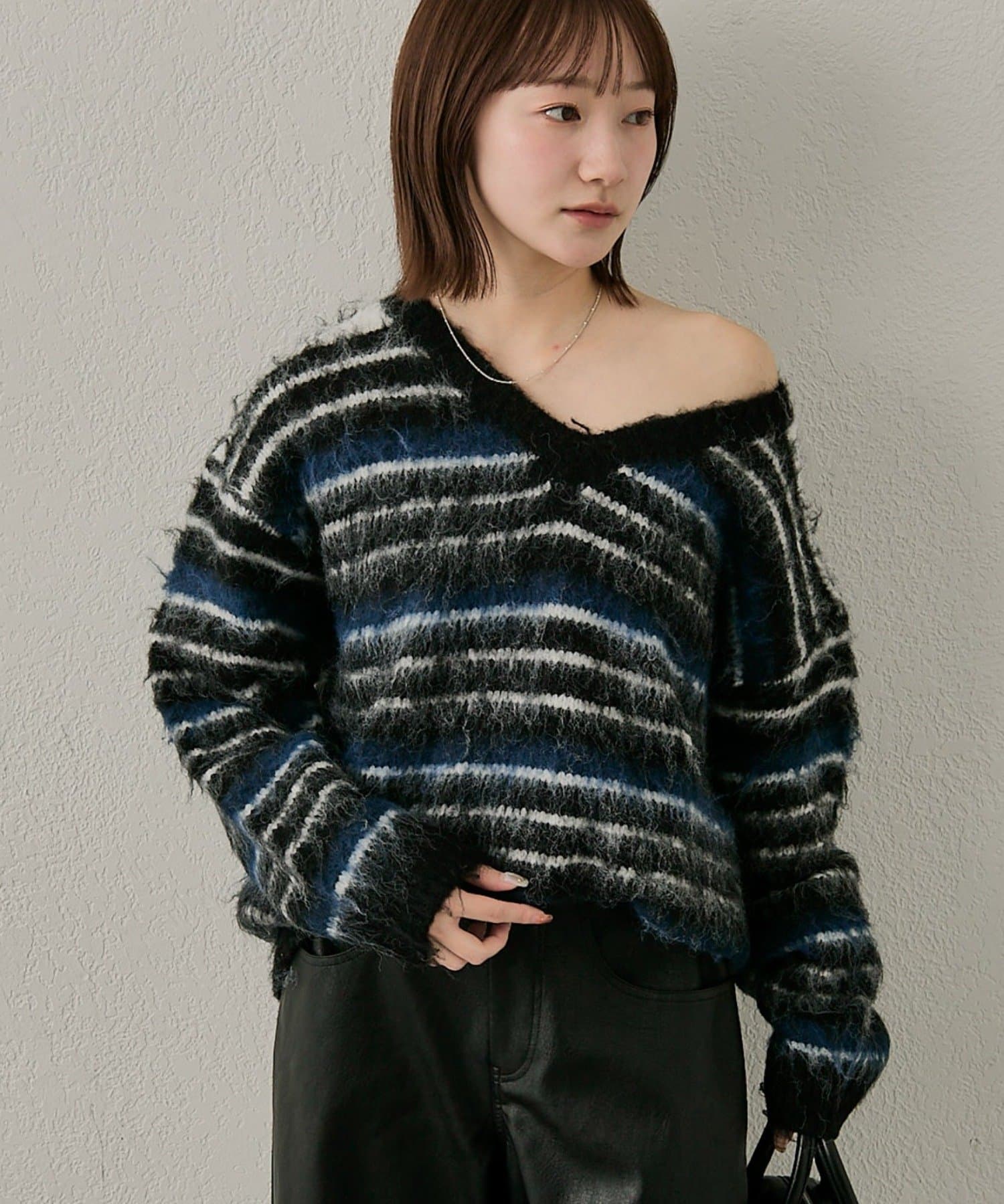 mline(エムライン) [mline]ミックスストライプニット