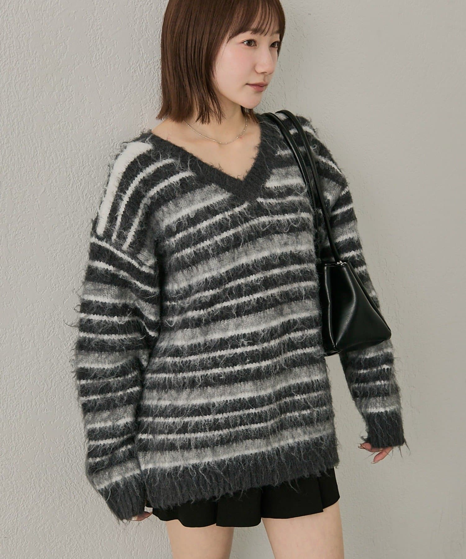 mline(エムライン) [mline]ミックスストライプニット