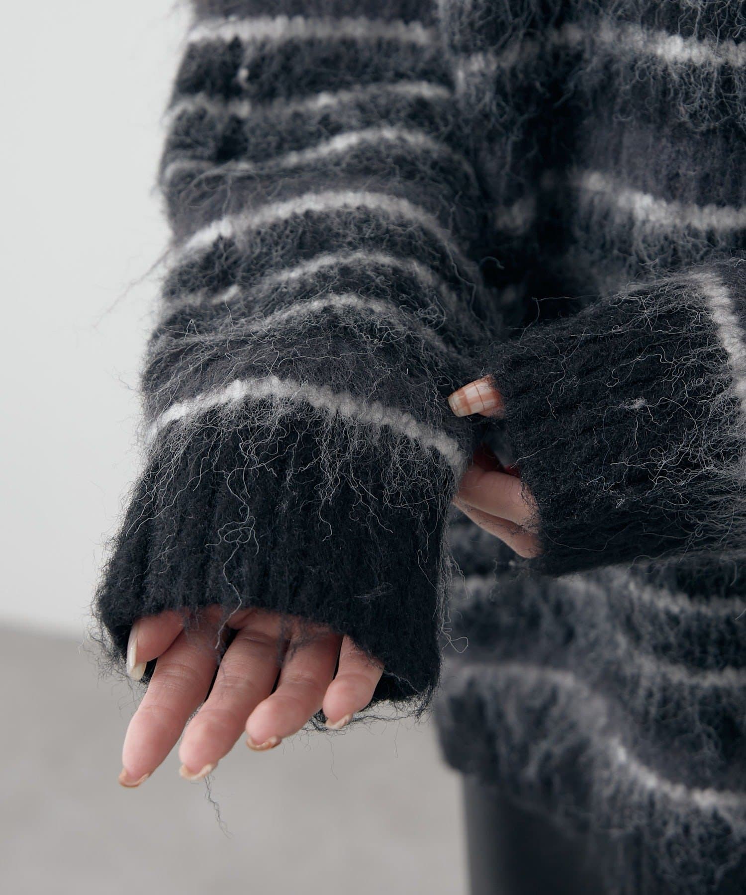 mline(エムライン) [mline]ミックスストライプニット