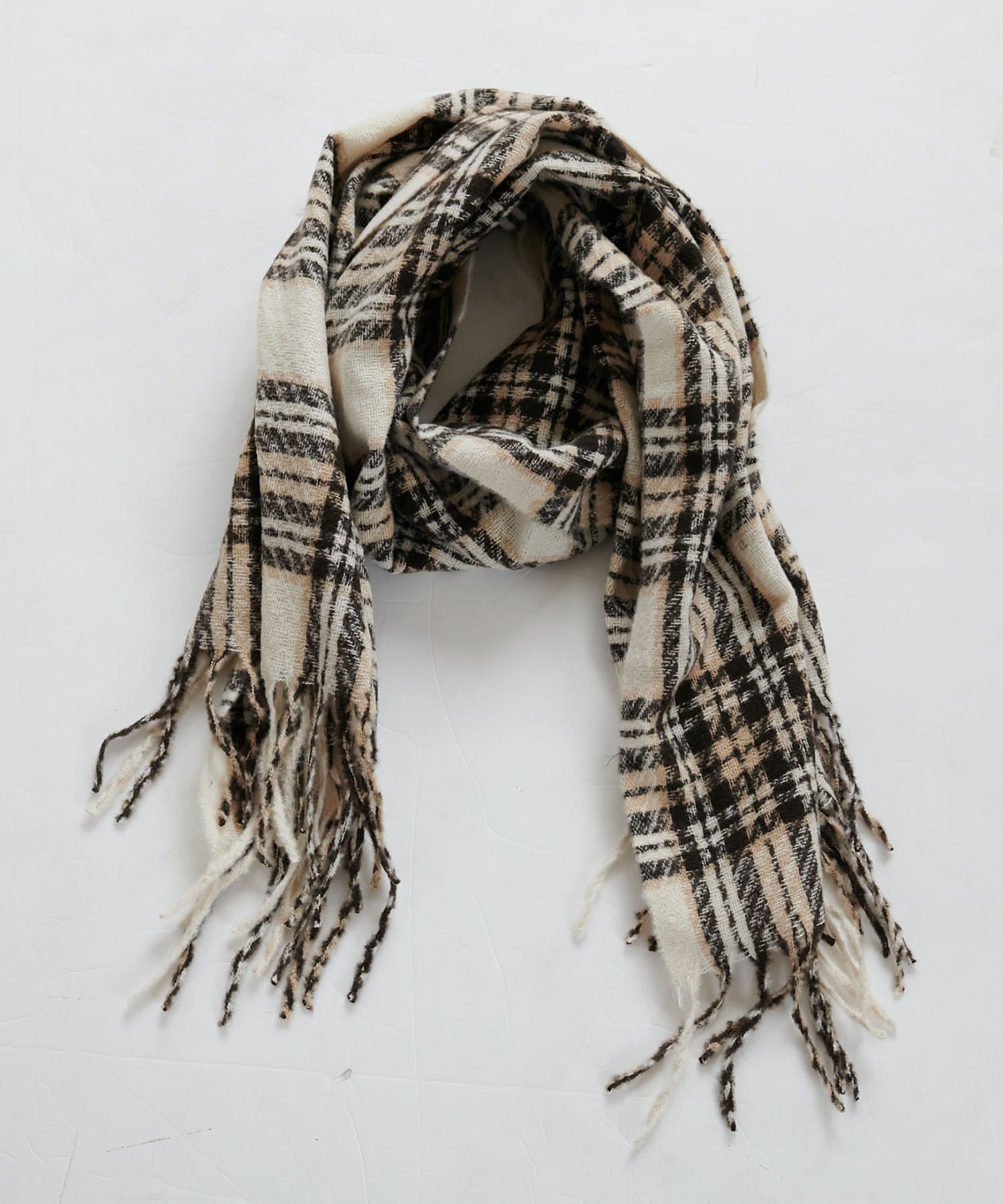 DISCOAT(ディスコート) 【ユニセックス】ループヤーン縮絨チェックマフラー