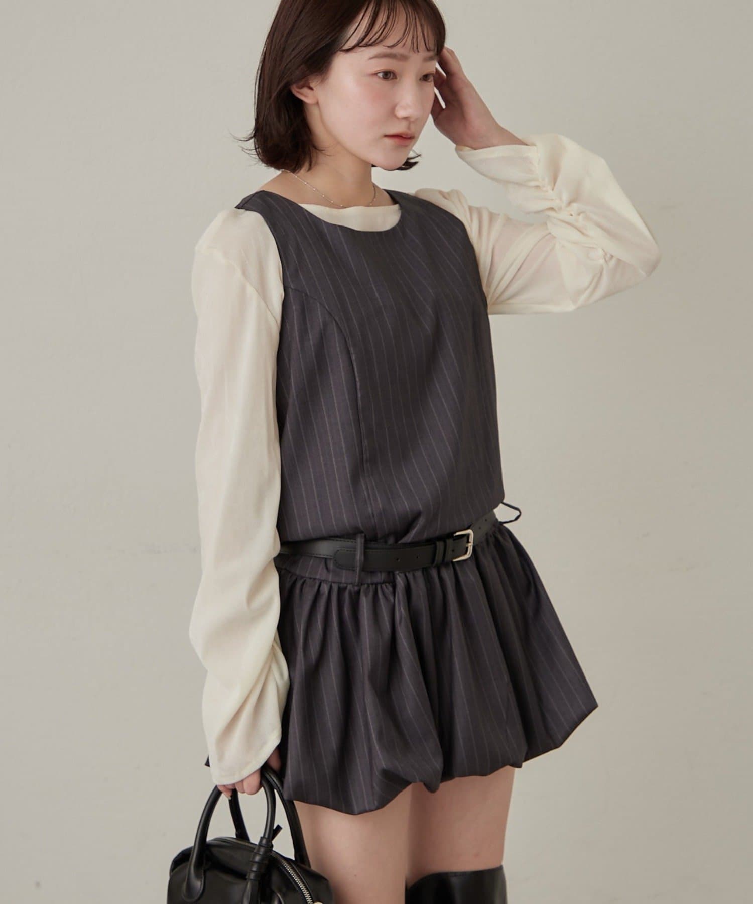 mline(エムライン) [mline]ストライプベルトワンピース