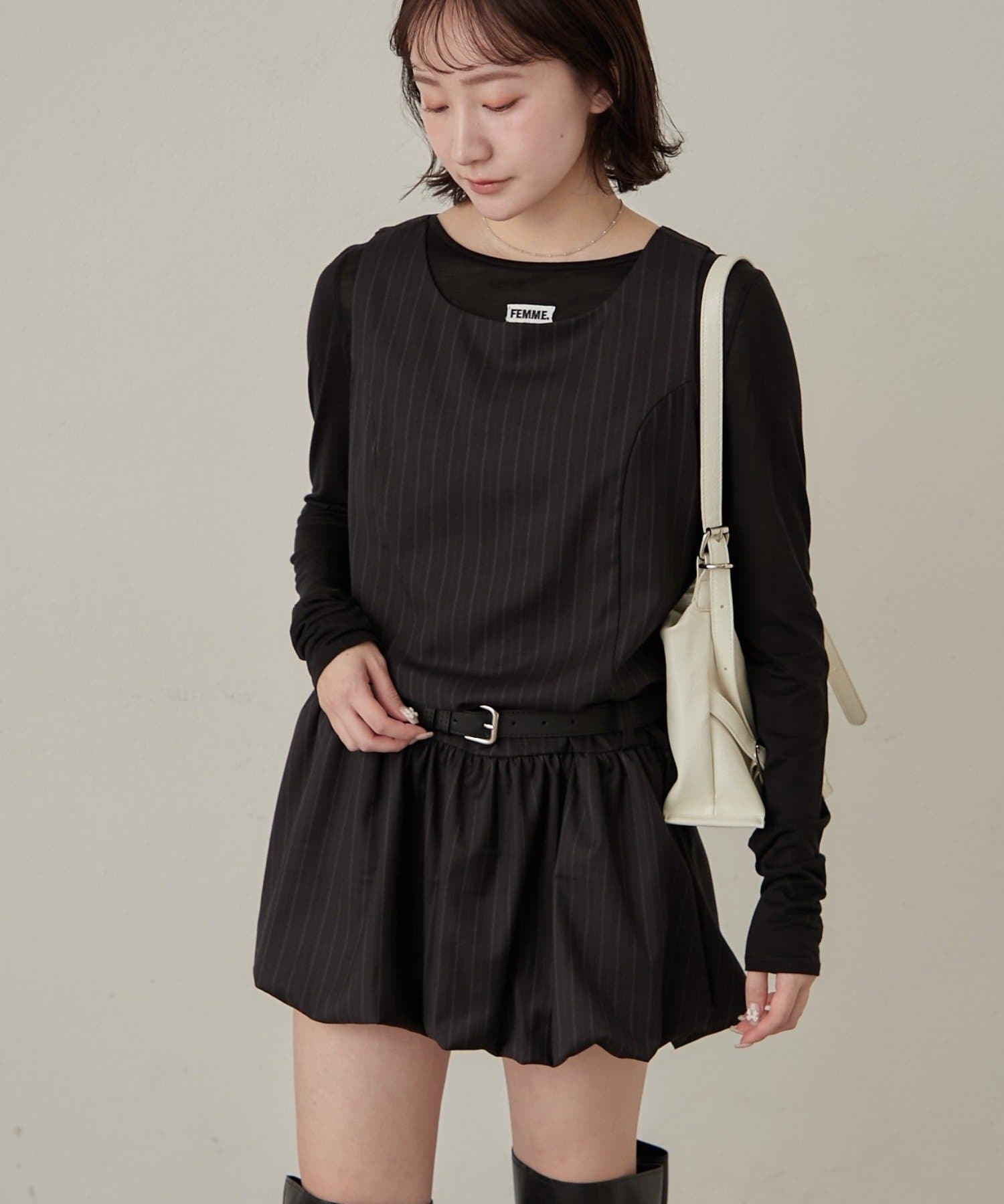 mline(エムライン) [mline]ストライプベルトワンピース