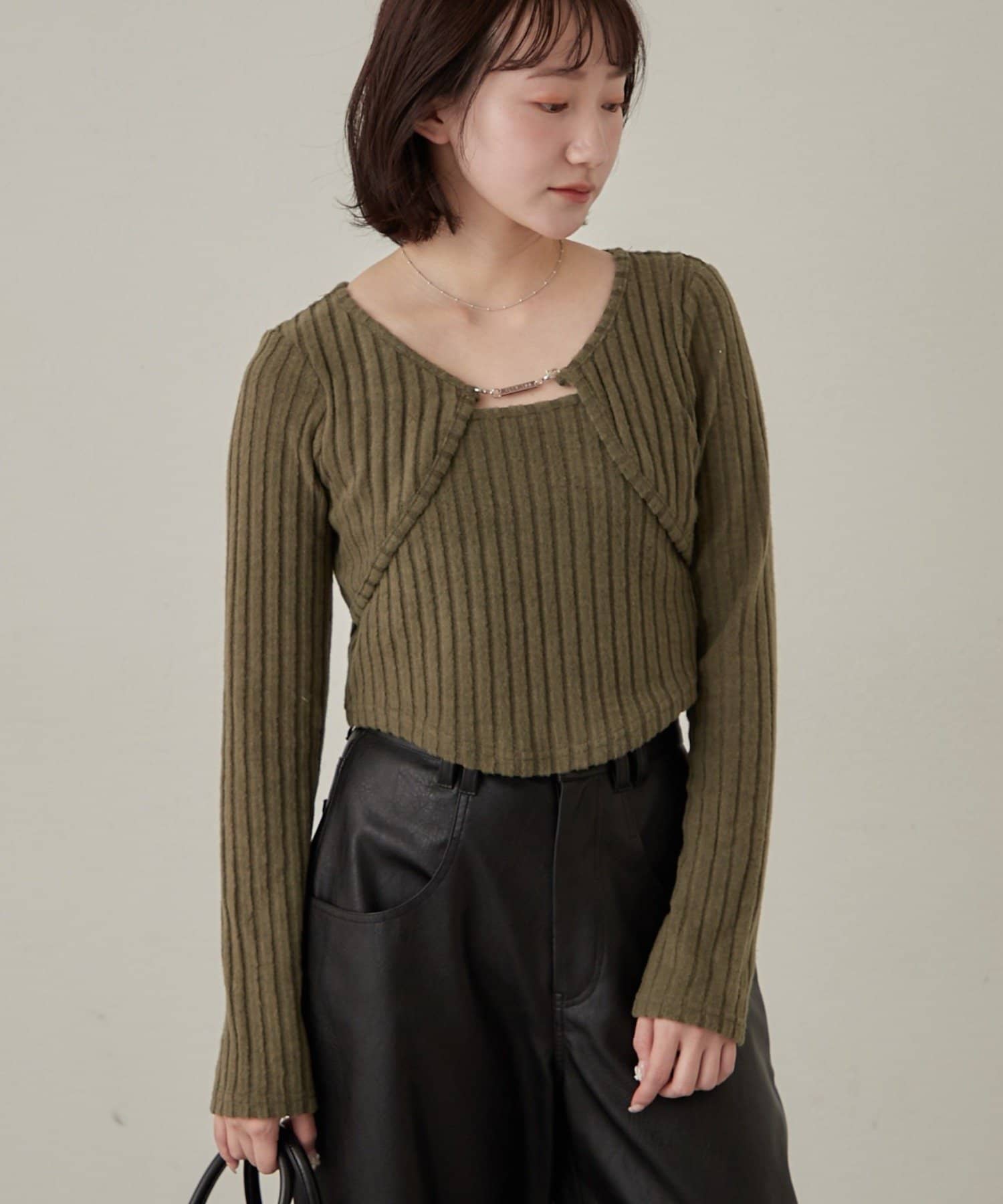 mline(エムライン) [mline]ロゴレイヤー ニットソー