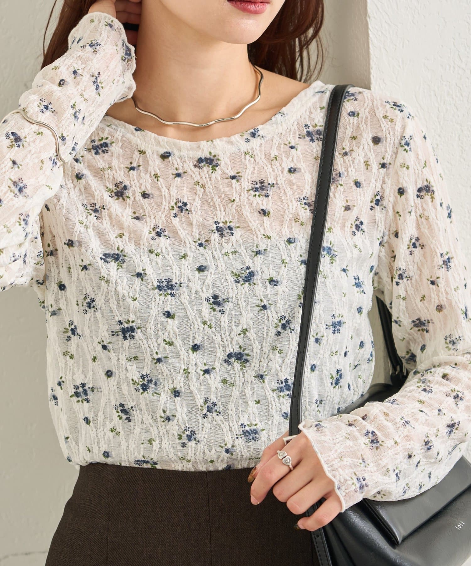 mystic(ミスティック) レース花柄シアーロンT