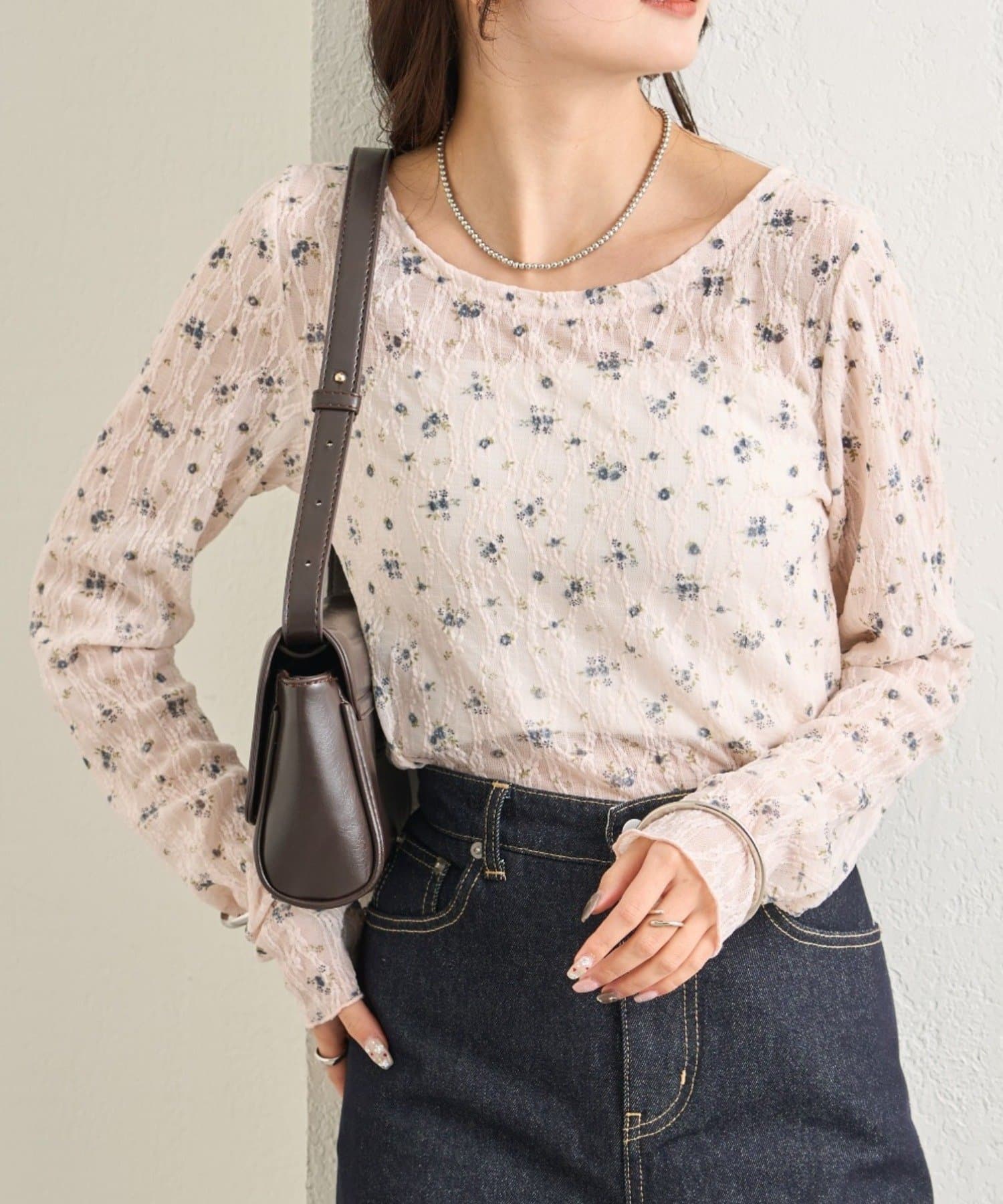 mystic(ミスティック) レース花柄シアーロンT