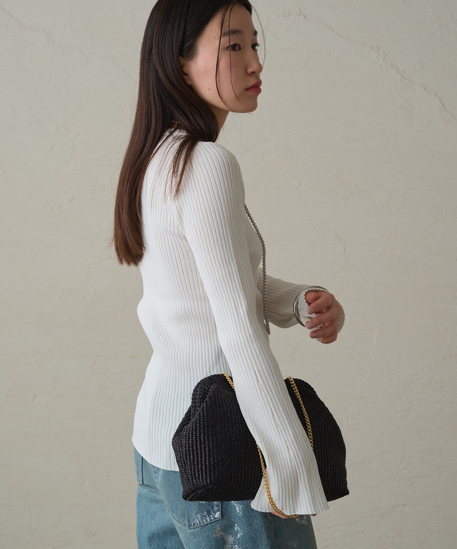 OUTLET(アウトレット) 【Loungedress】フロントスリットニット