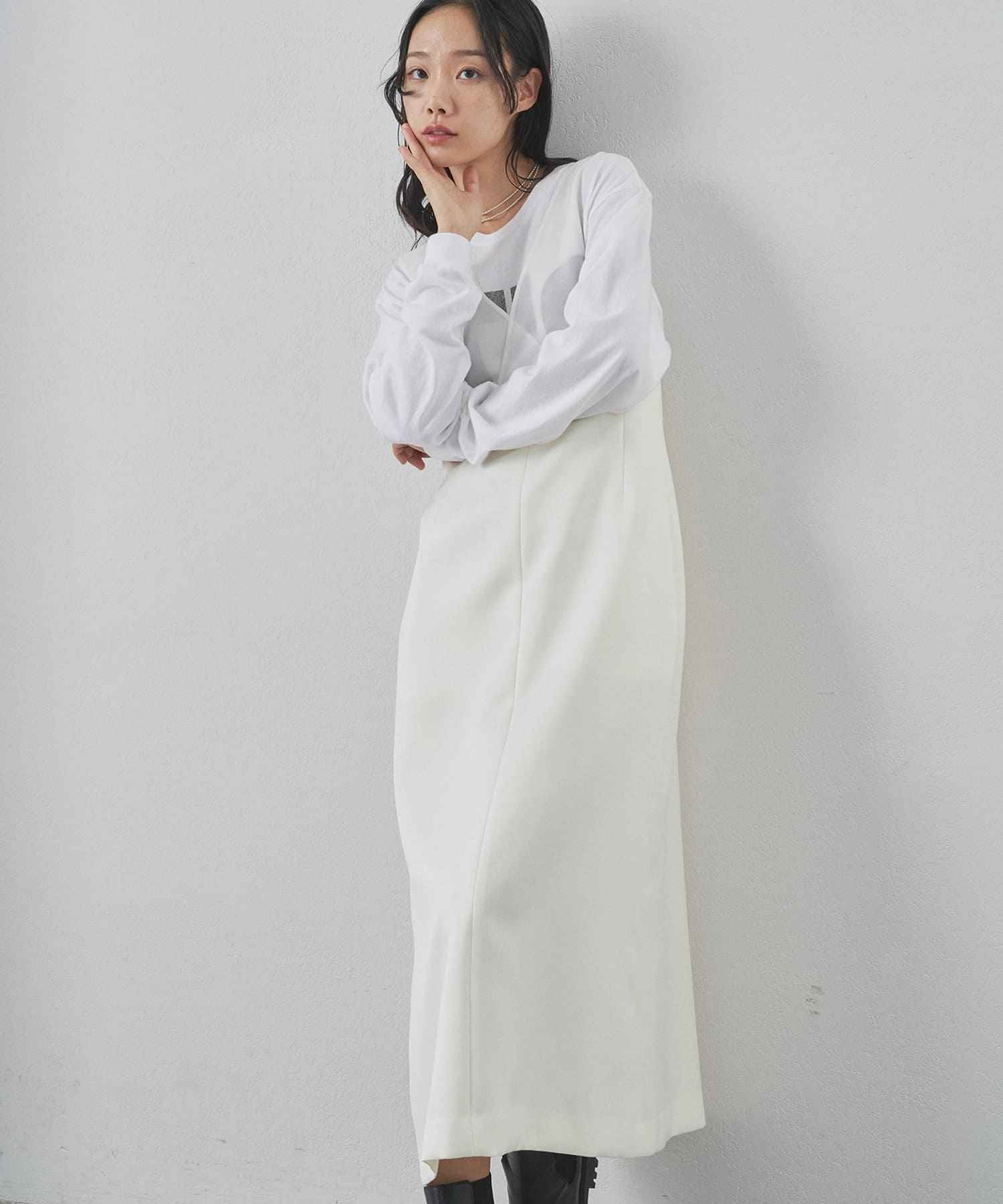 Whim Gazette(ウィム ガゼット) ダブルサテンワンピース