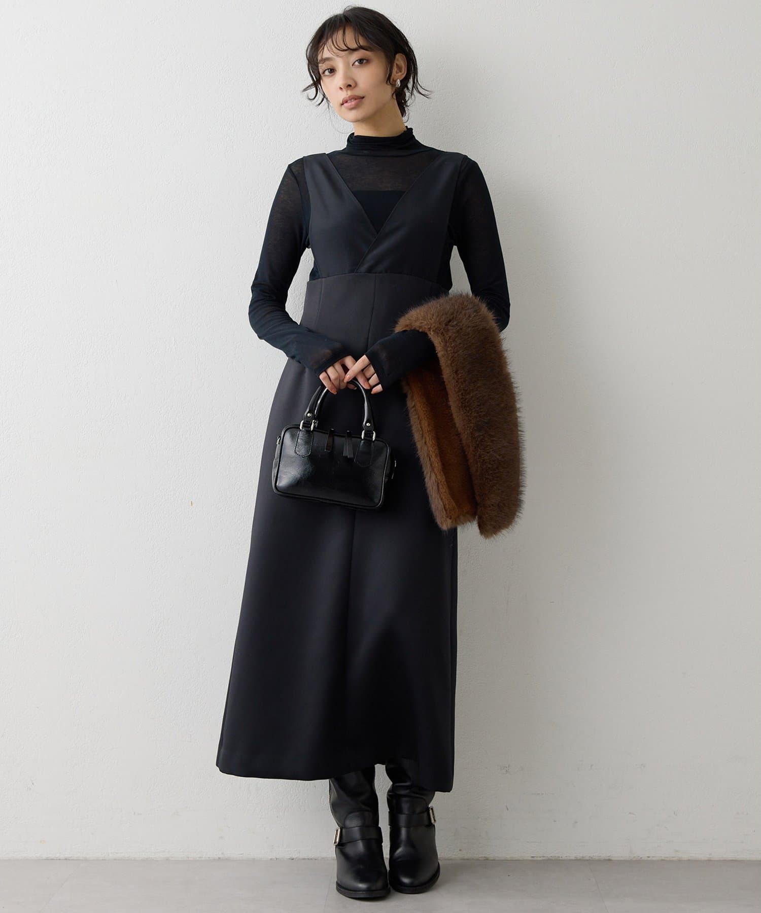 Whim Gazette(ウィム ガゼット) ダブルサテンワンピース