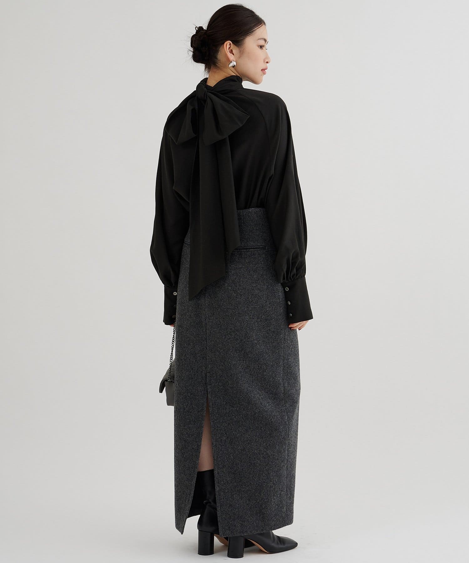 Whim Gazette(ウィム ガゼット) シフォンボウタイブラウス