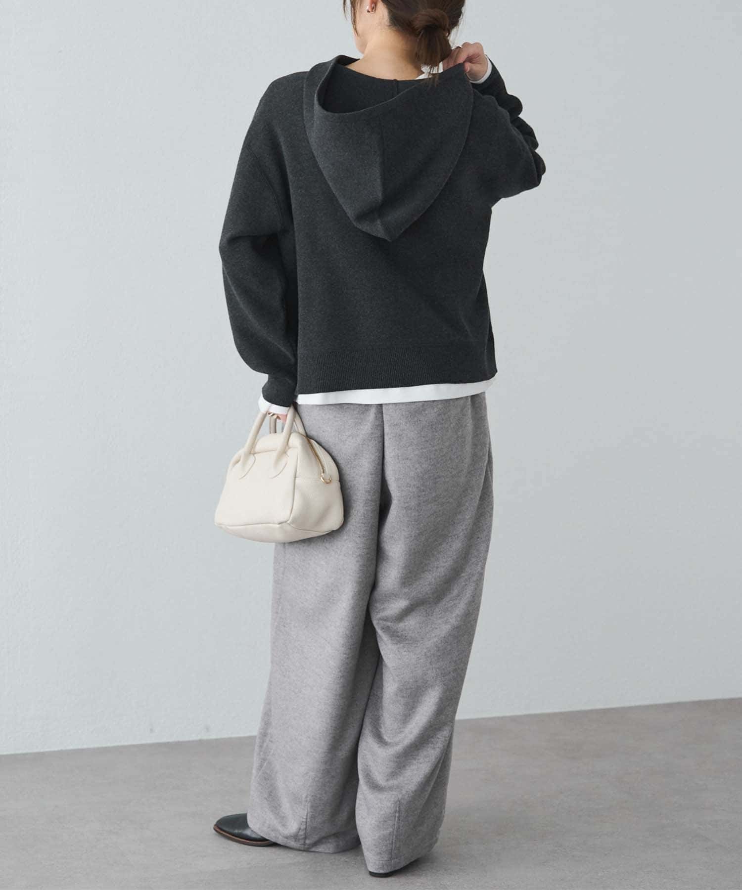 PUAL CE CIN(ピュアルセシン) スウェットライクダブルジャガードニットパーカー