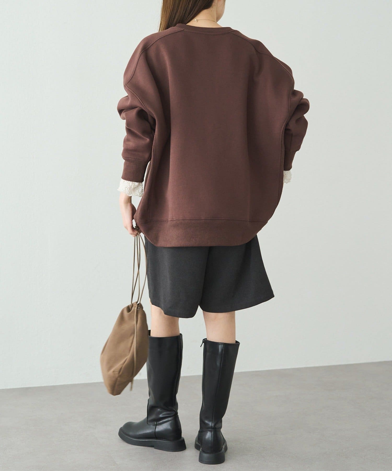 PUAL CE CIN(ピュアルセシン) ロゴプリント裏起毛スウェットプルオーバー