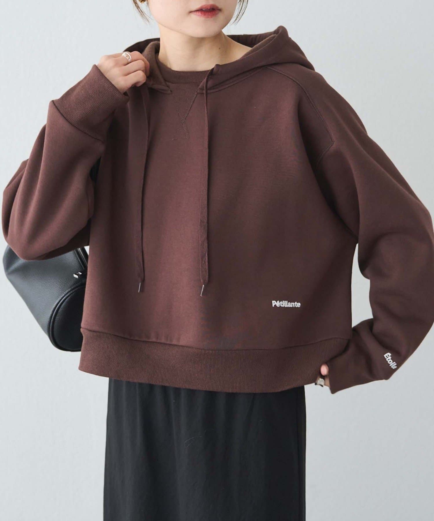 PUAL CE CIN(ピュアルセシン) 裏起毛スウェットショートパーカー