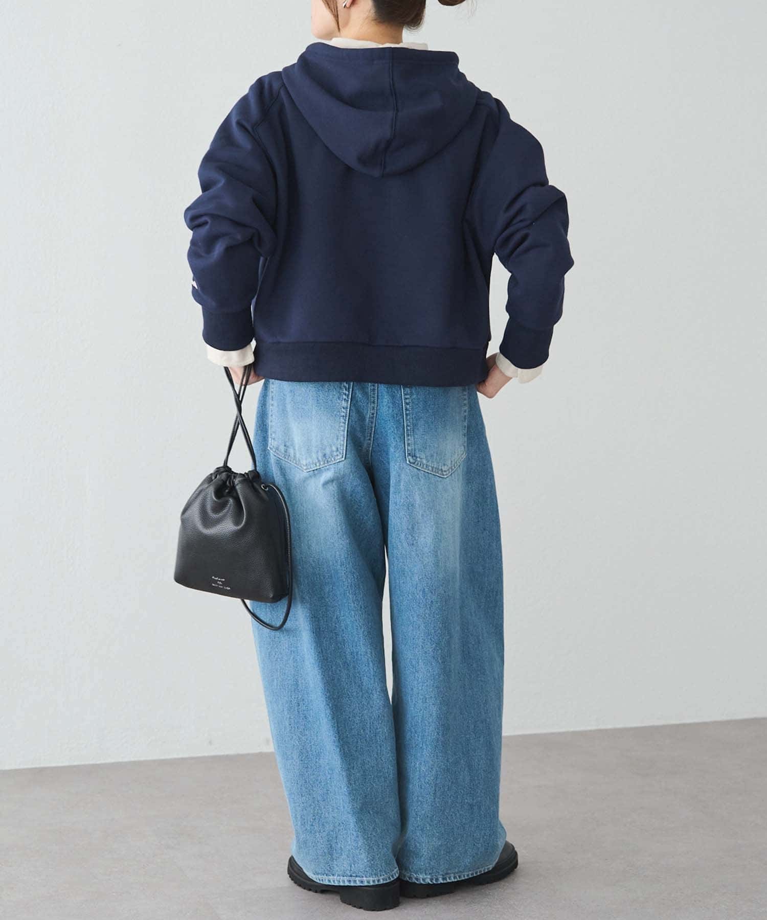 PUAL CE CIN(ピュアルセシン) 裏起毛スウェットショートパーカー