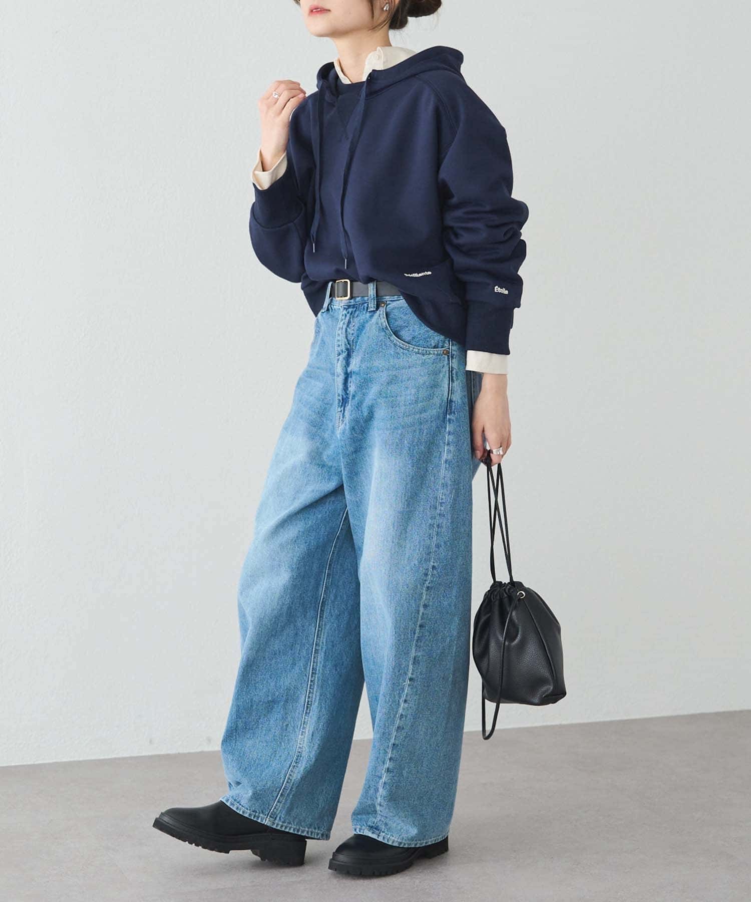 PUAL CE CIN(ピュアルセシン) 裏起毛スウェットショートパーカー