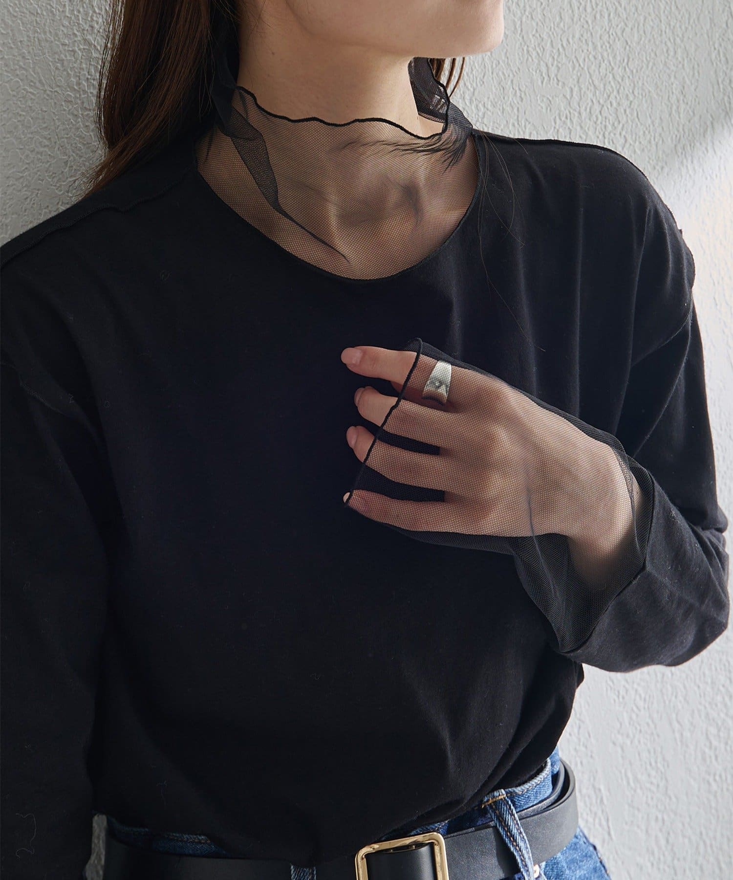 PUAL CE CIN(ピュアルセシン) 【リバイバル】チュールドッキングレイヤードカットソー