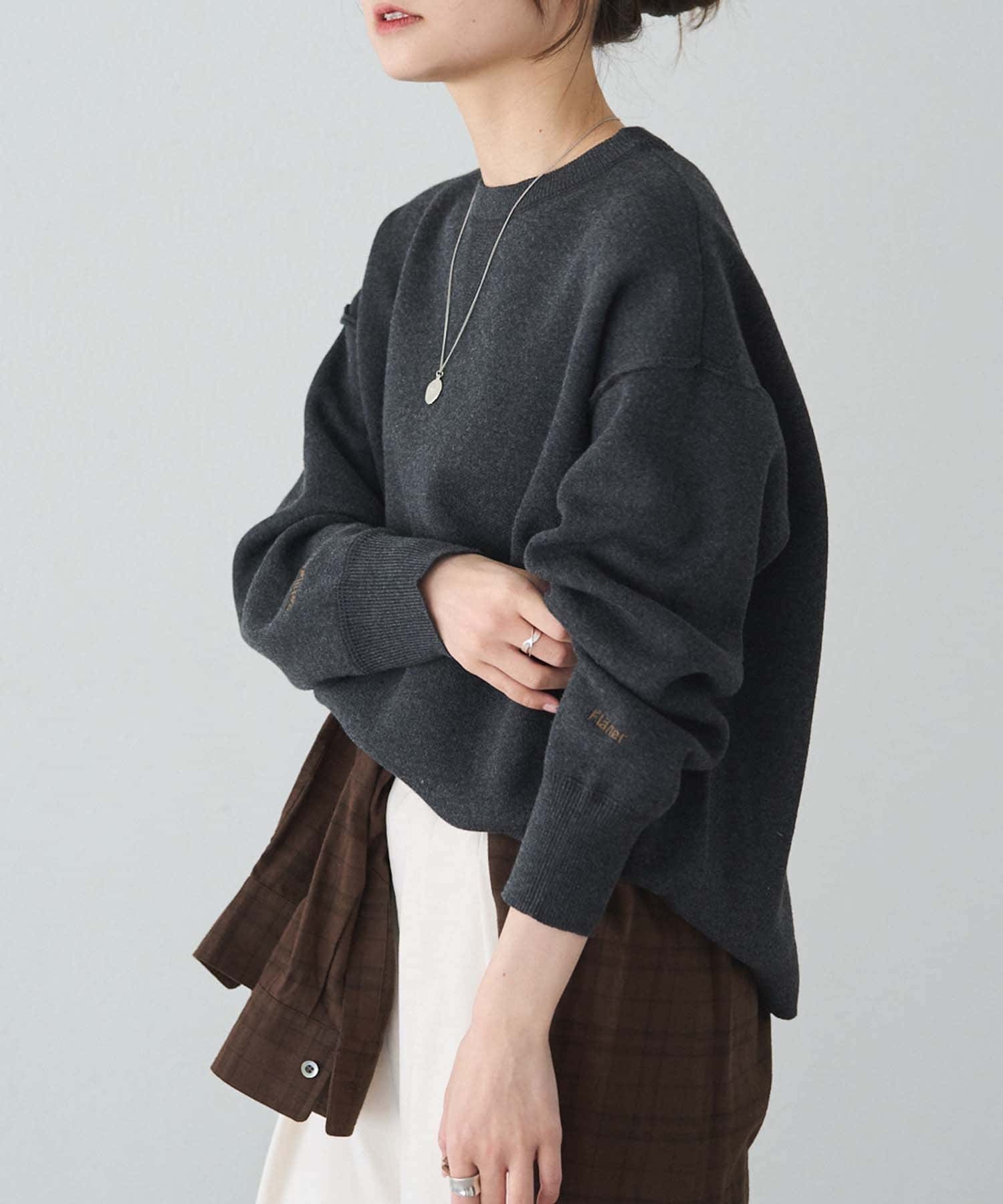 PUAL CE CIN(ピュアルセシン) スウェットライクダブルジャガードニット