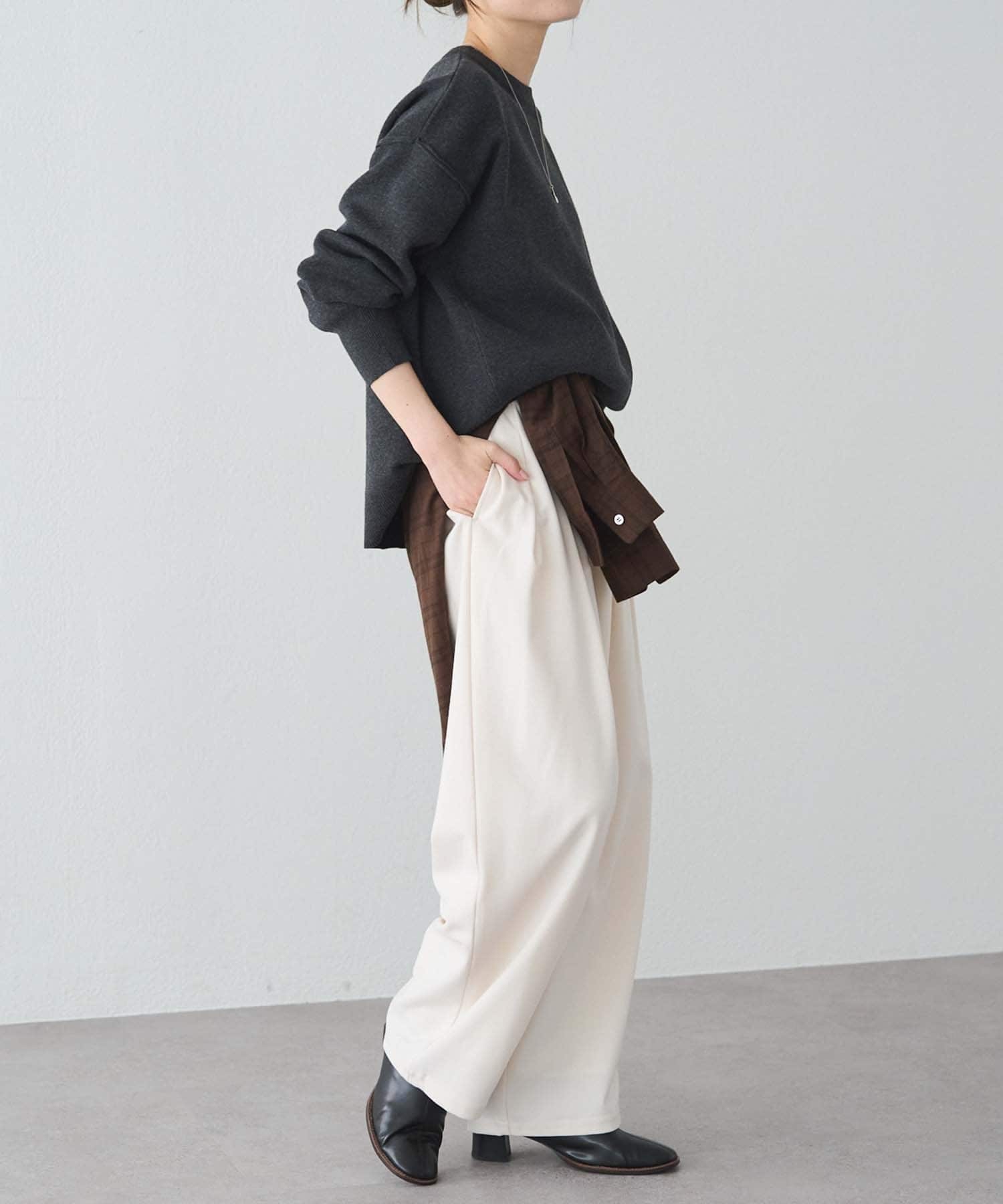 PUAL CE CIN(ピュアルセシン) スウェットライクダブルジャガードニット