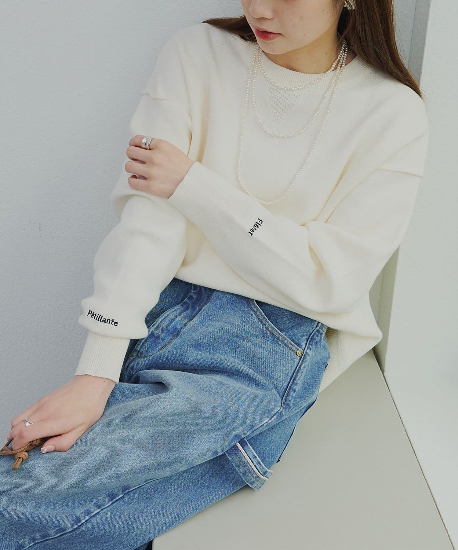 PUAL CE CIN(ピュアルセシン) スウェットライクダブルジャガードニット