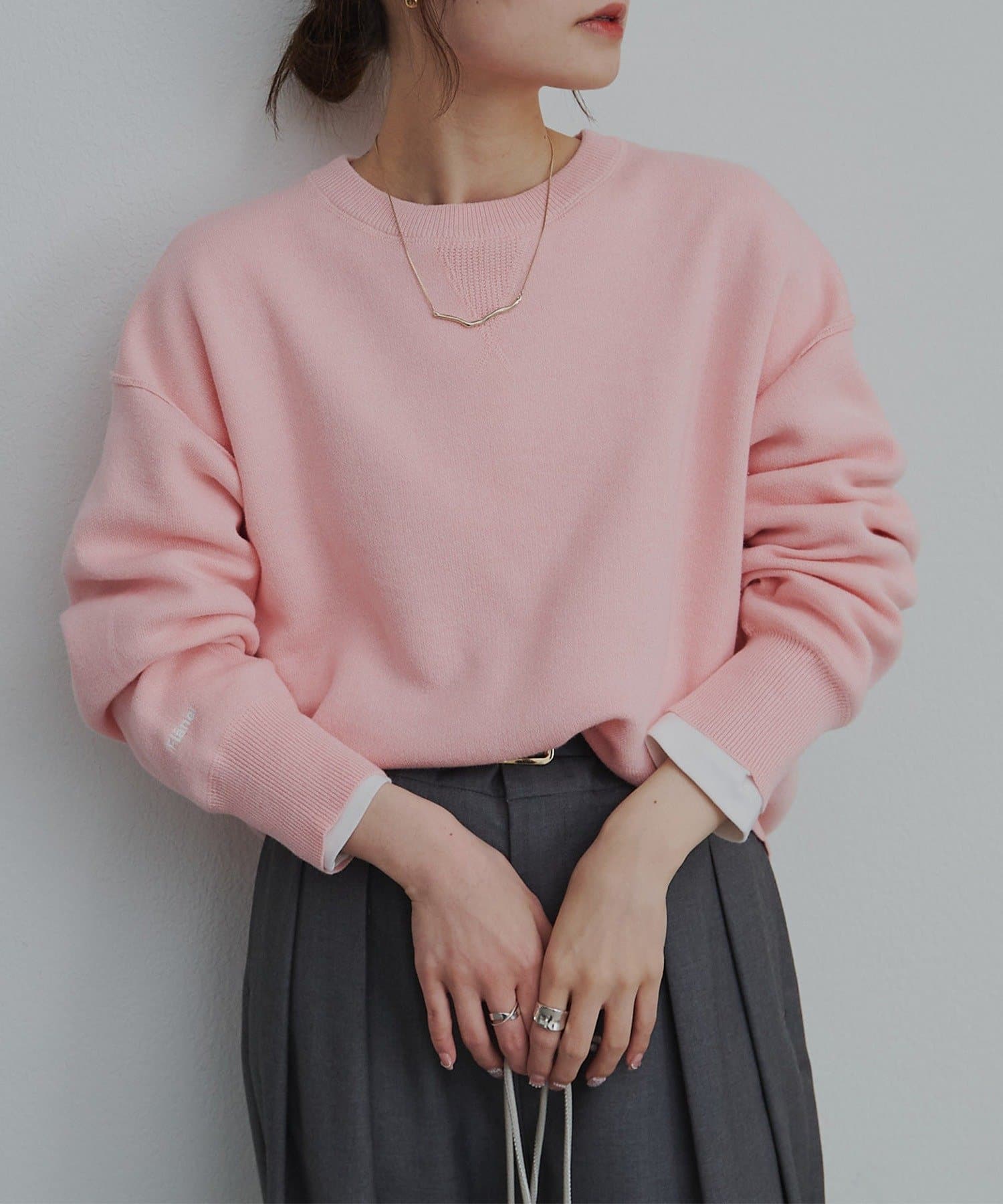 PUAL CE CIN(ピュアルセシン) スウェットライクダブルジャガードニット