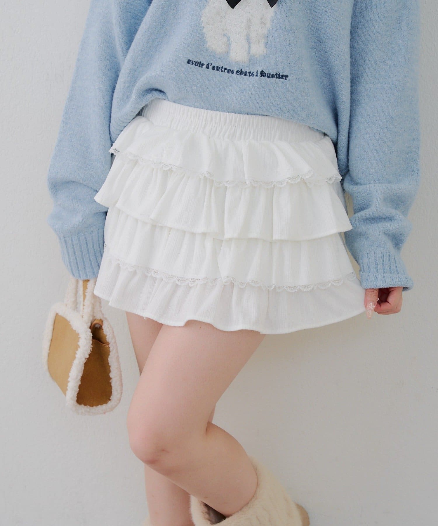 NICE CLAUP / OLIVE des OLIVE OUTLET(ナイスクラップ  / オリーブ デ オリーブ アウトレット) 【RMAF】レースフリルミニスカート