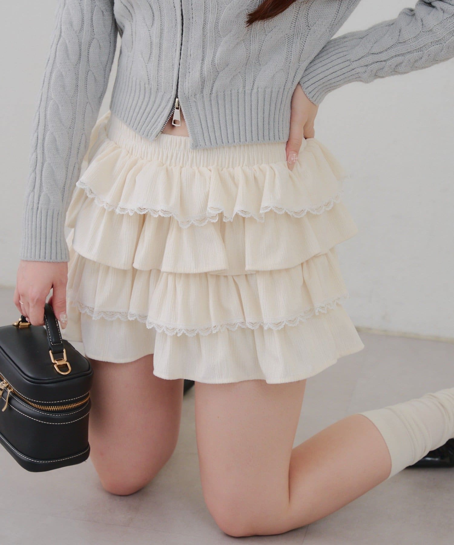 NICE CLAUP / OLIVE des OLIVE OUTLET(ナイスクラップ  / オリーブ デ オリーブ アウトレット) 【RMAF】レースフリルミニスカート