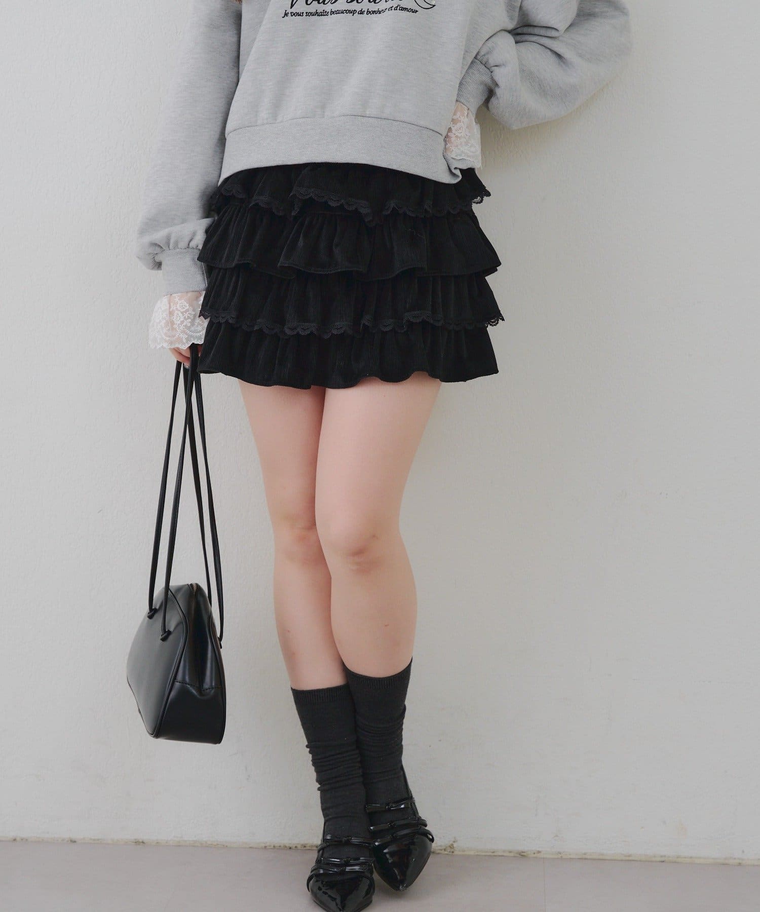 NICE CLAUP / OLIVE des OLIVE OUTLET(ナイスクラップ  / オリーブ デ オリーブ アウトレット) 【RMAF】レースフリルミニスカート