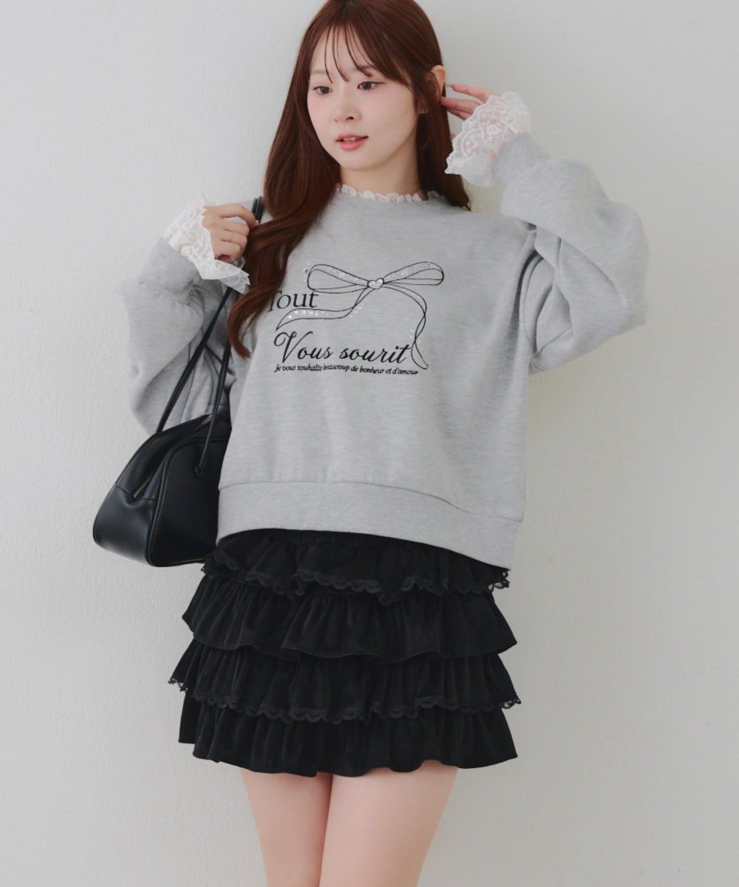 NICE CLAUP / OLIVE des OLIVE OUTLET(ナイスクラップ  / オリーブ デ オリーブ アウトレット) 【RMAF】レース付ビジュースウェット