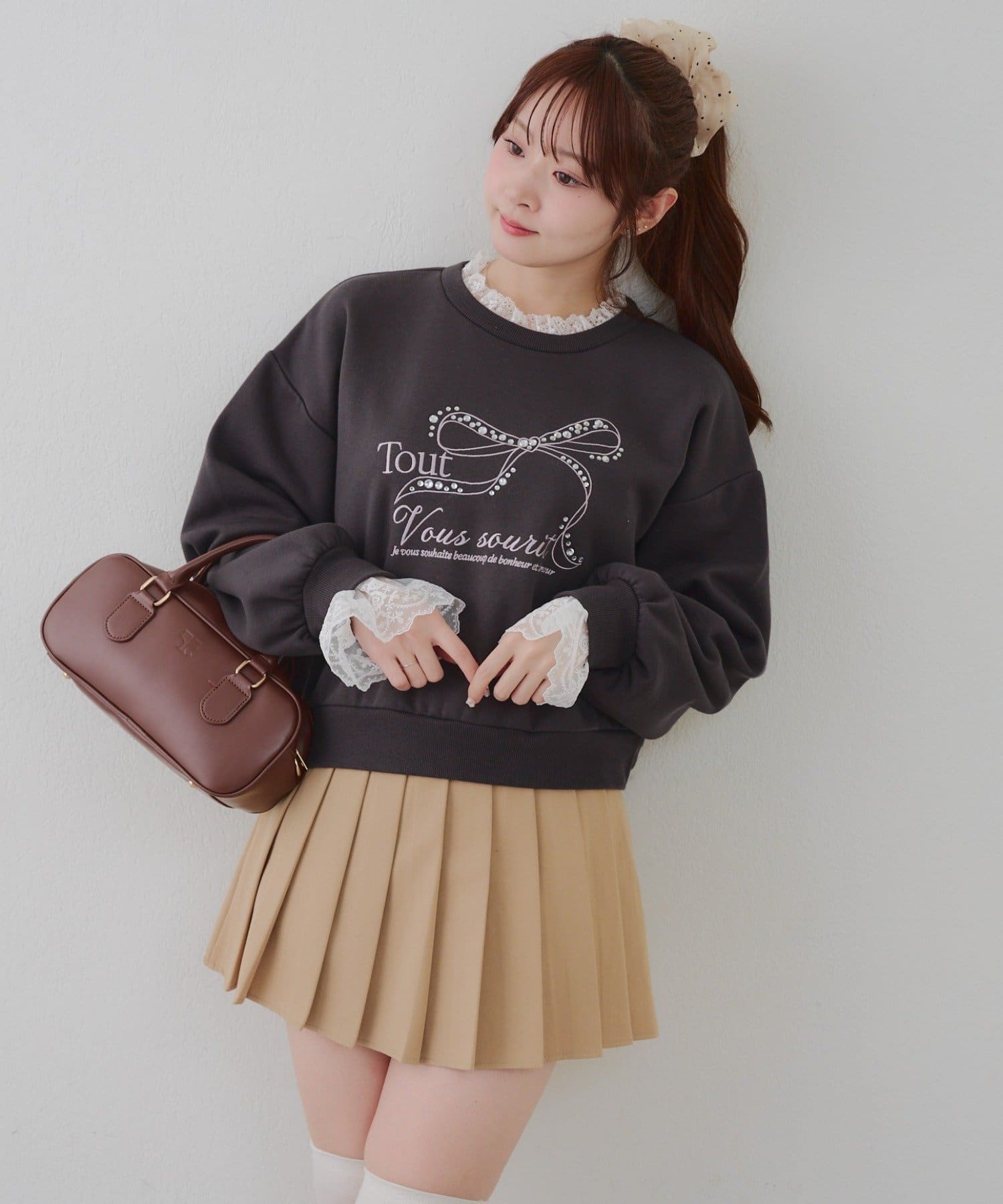 NICE CLAUP / OLIVE des OLIVE OUTLET(ナイスクラップ  / オリーブ デ オリーブ アウトレット) 【RMAF】レース付ビジュースウェット