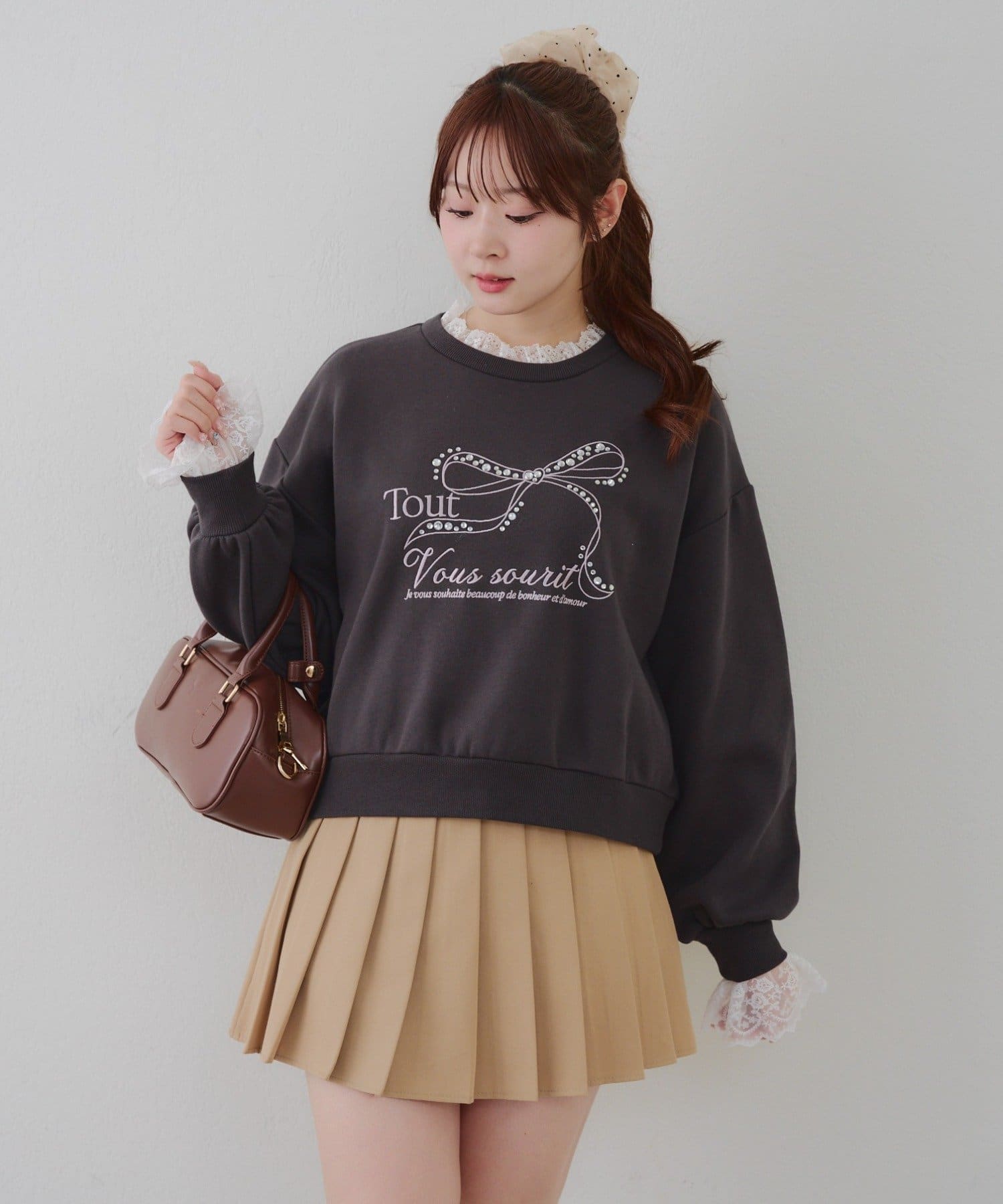 NICE CLAUP / OLIVE des OLIVE OUTLET(ナイスクラップ  / オリーブ デ オリーブ アウトレット) 【RMAF】レース付ビジュースウェット