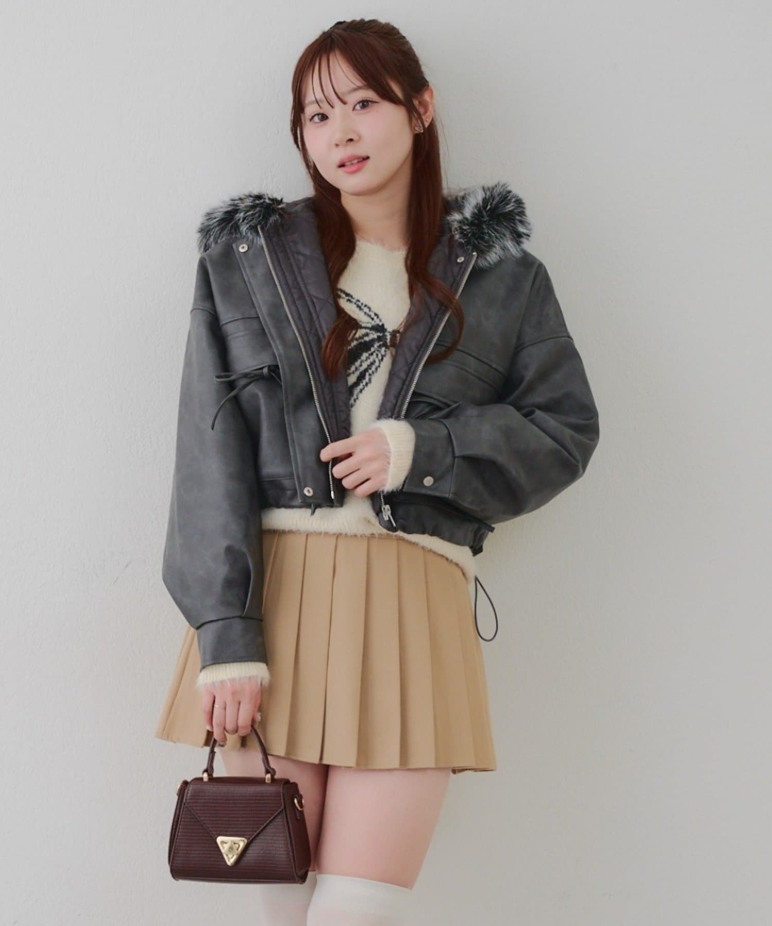 NICE CLAUP / OLIVE des OLIVE OUTLET(ナイスクラップ  / オリーブ デ オリーブ アウトレット) スタイル盛れる最強アウター【RMAF】フードファーリボンブルゾン