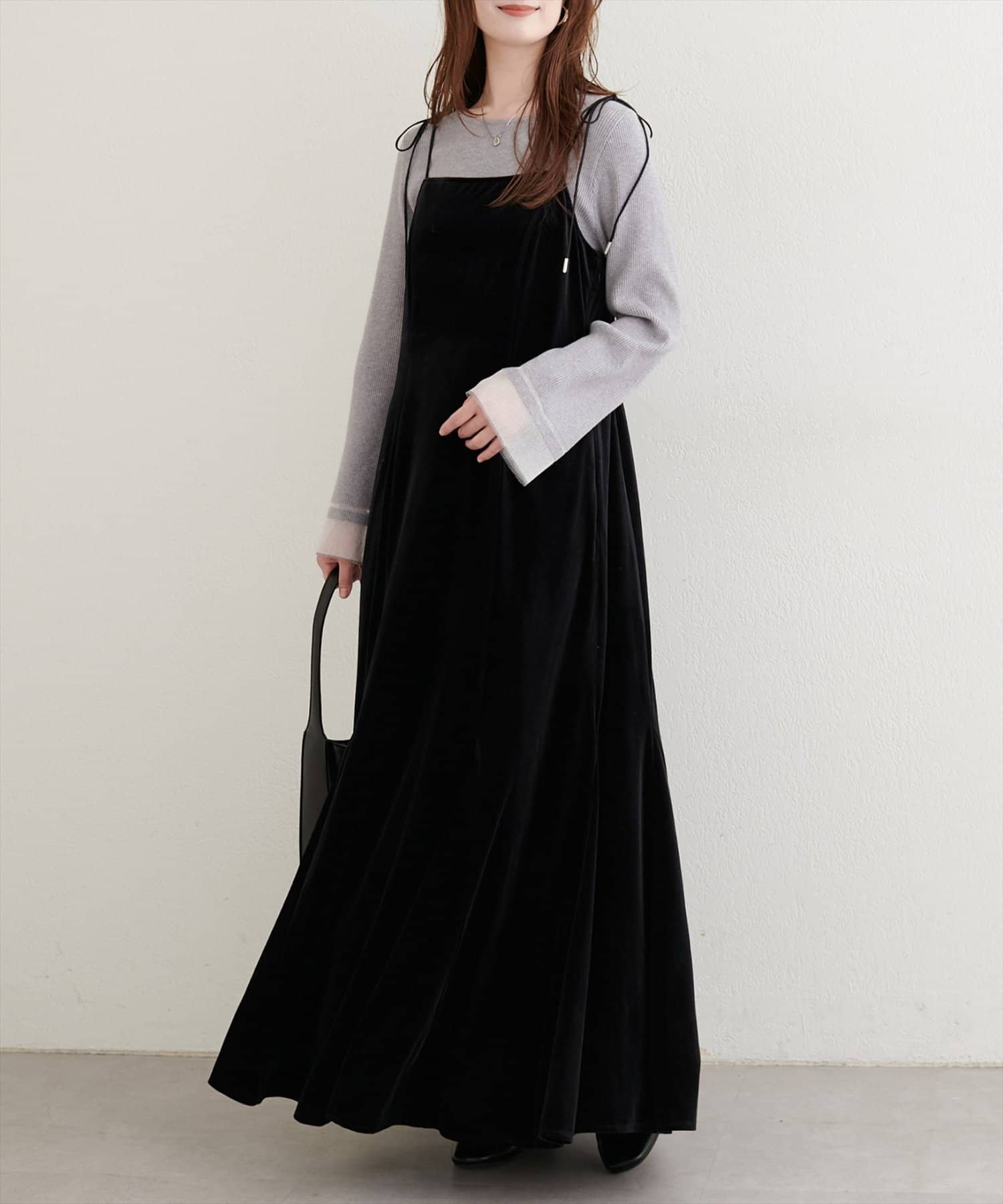 natural couture(ナチュラルクチュール) 【WEB限定】袖口シアーフレアニット