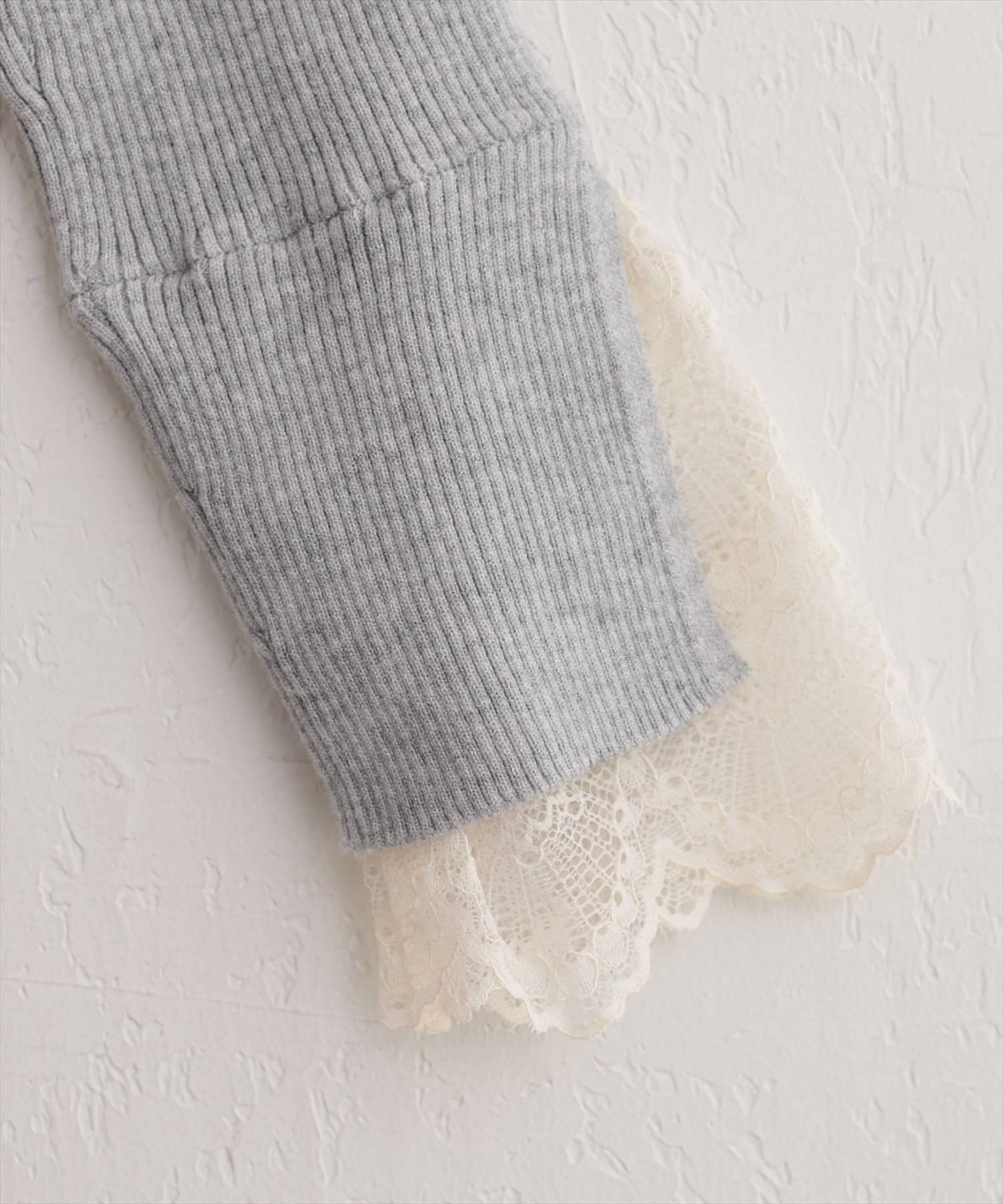 natural couture(ナチュラルクチュール) 袖口レースもちもちリブタートル